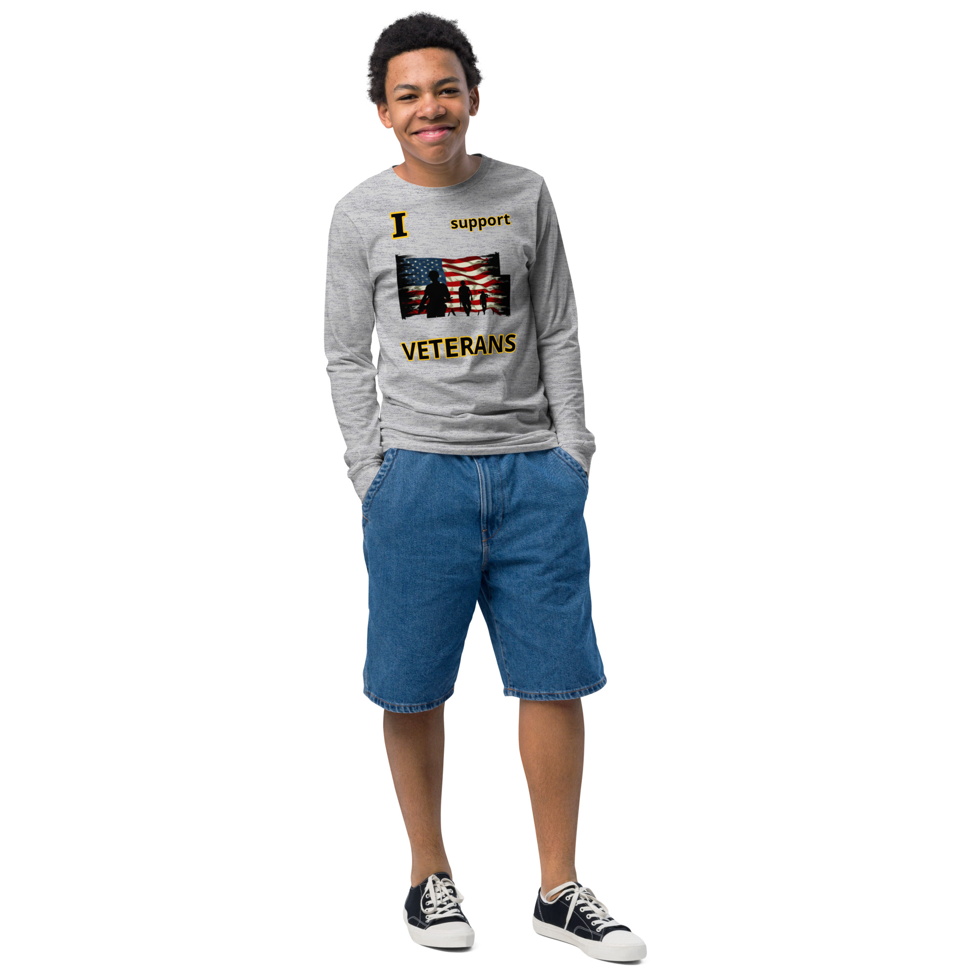 I support VETERANS TOO SIKS Youth Long Sleeve Tee - Image 10