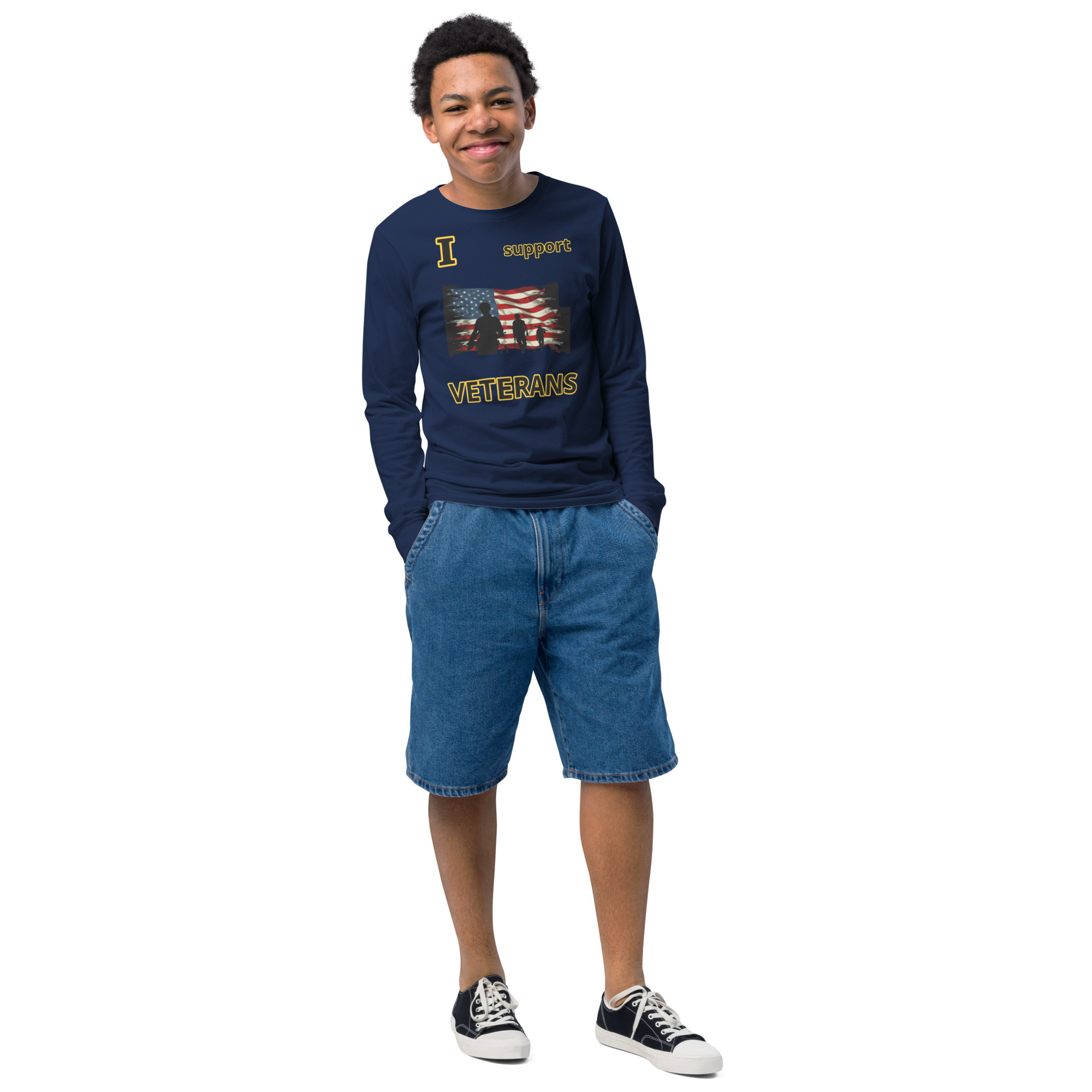 I support VETERANS TOO SIKS Youth Long Sleeve Tee - Image 4