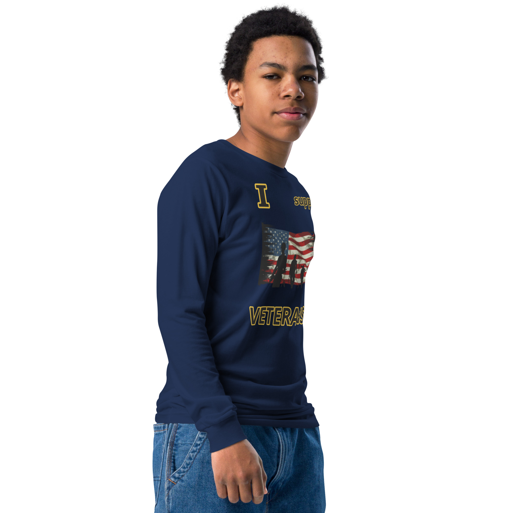 I support VETERANS TOO SIKS Youth Long Sleeve Tee - Image 5