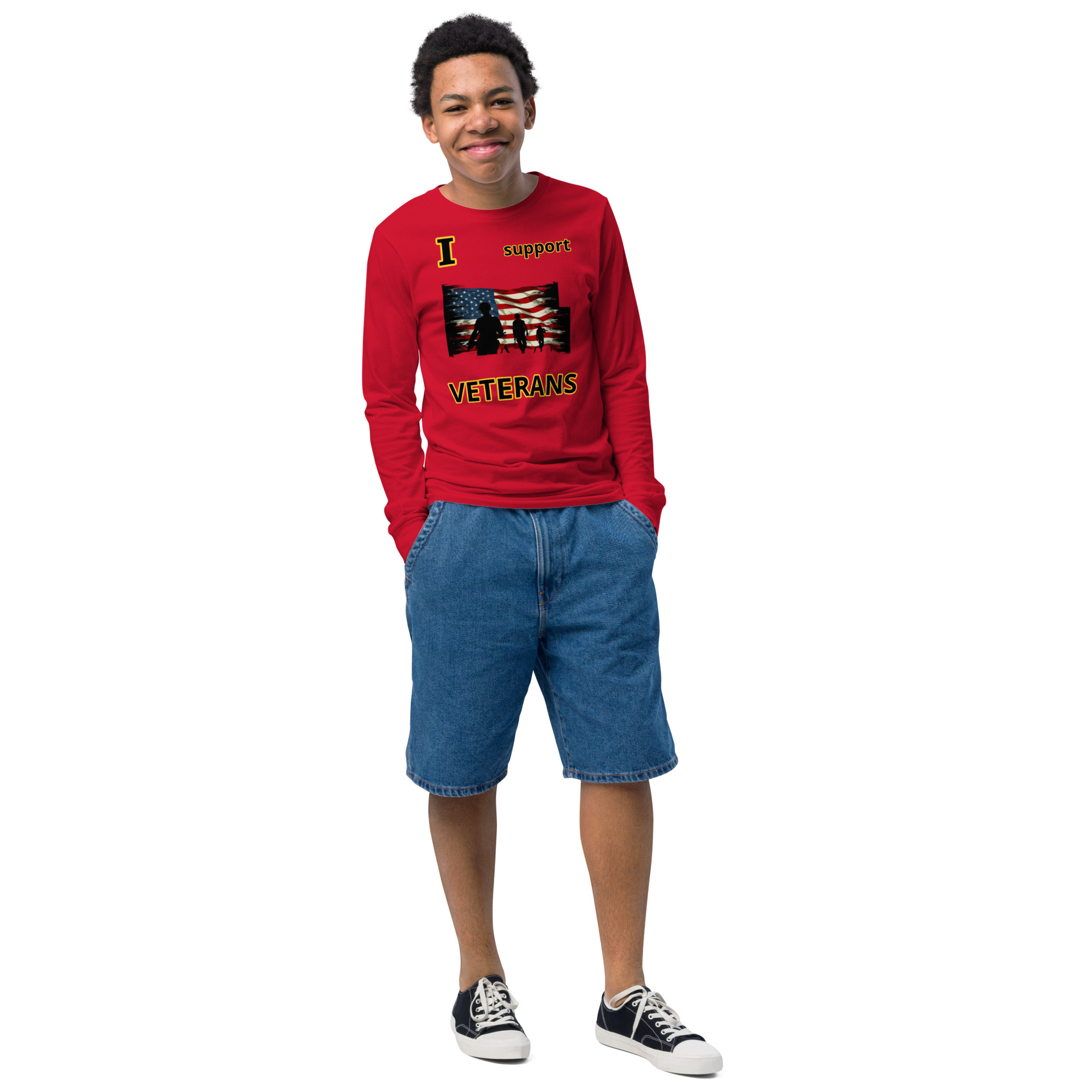 I support VETERANS TOO SIKS Youth Long Sleeve Tee - Image 7