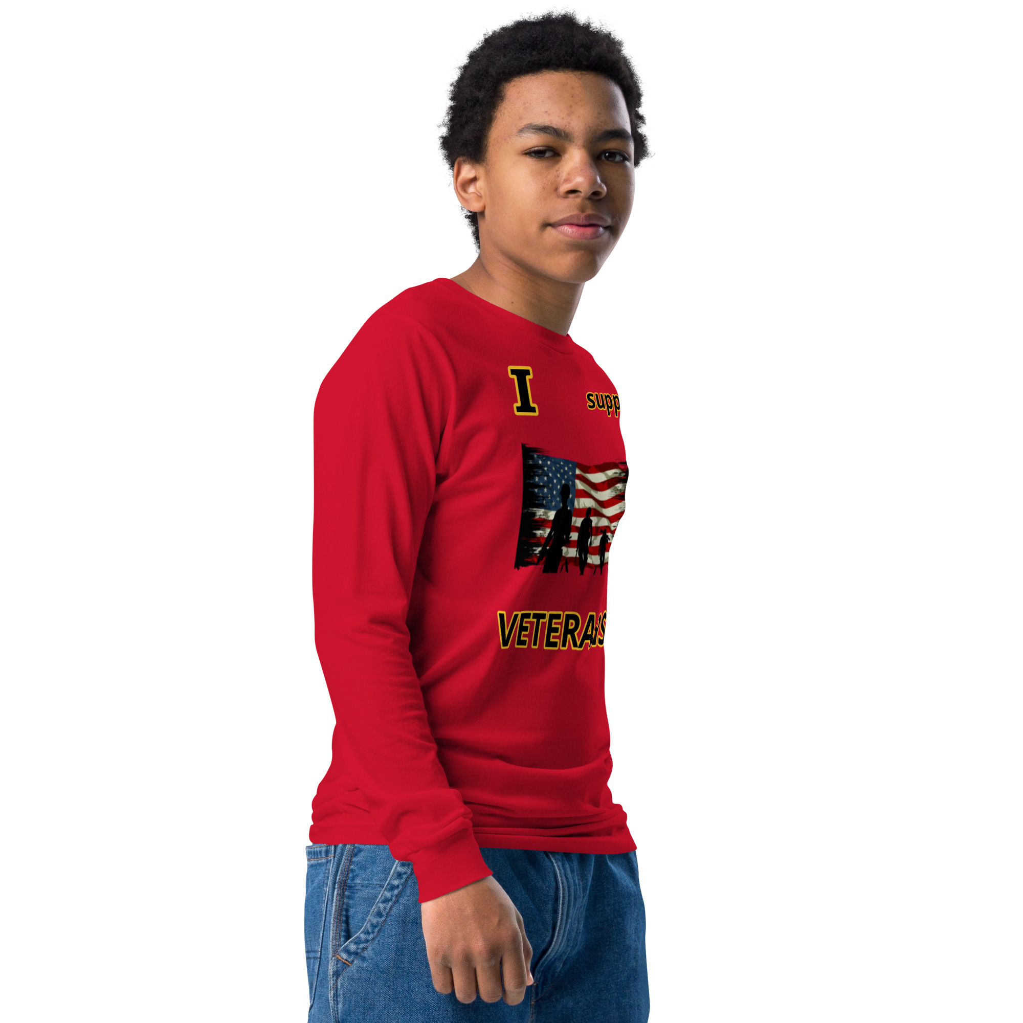I support VETERANS TOO SIKS Youth Long Sleeve Tee - Image 8