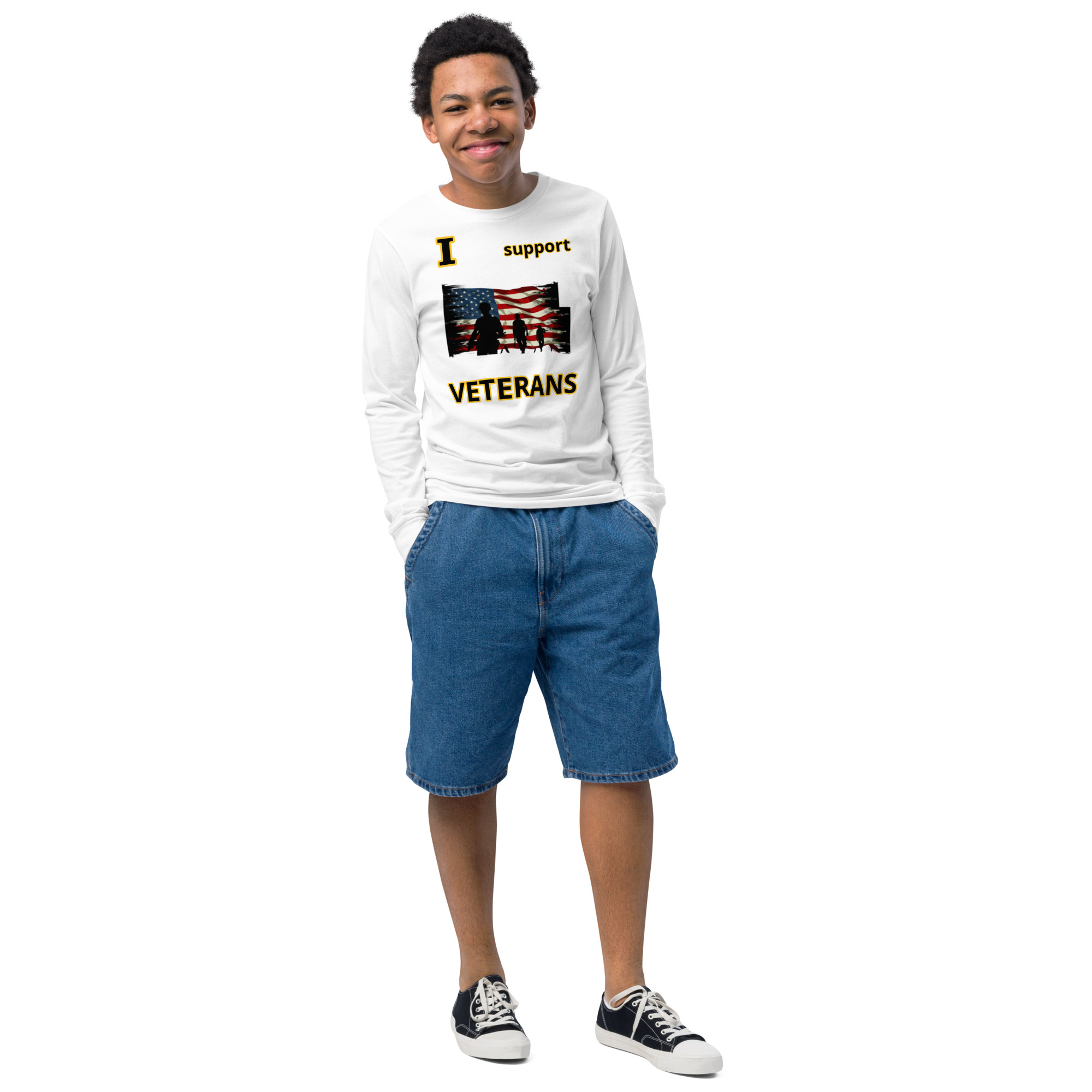 I support VETERANS TOO SIKS Youth Long Sleeve Tee - Image 13