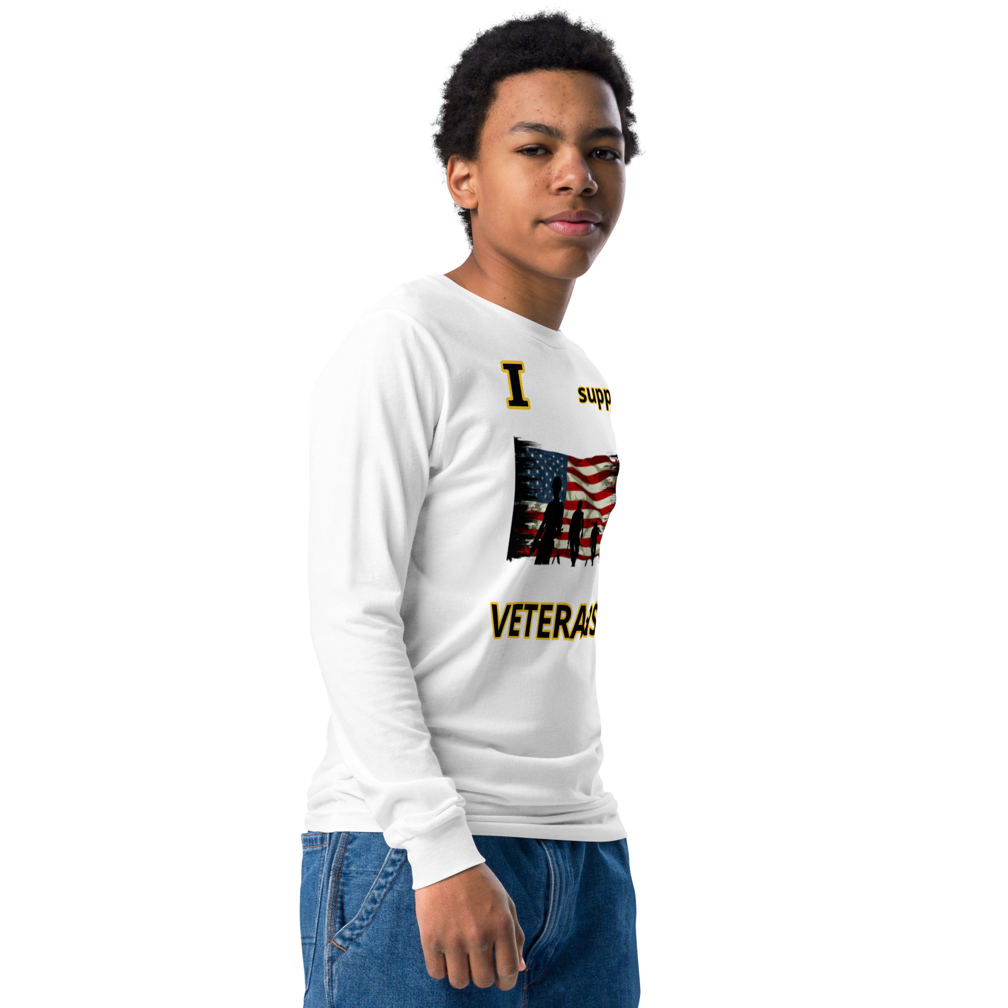 I support VETERANS TOO SIKS Youth Long Sleeve Tee - Image 14