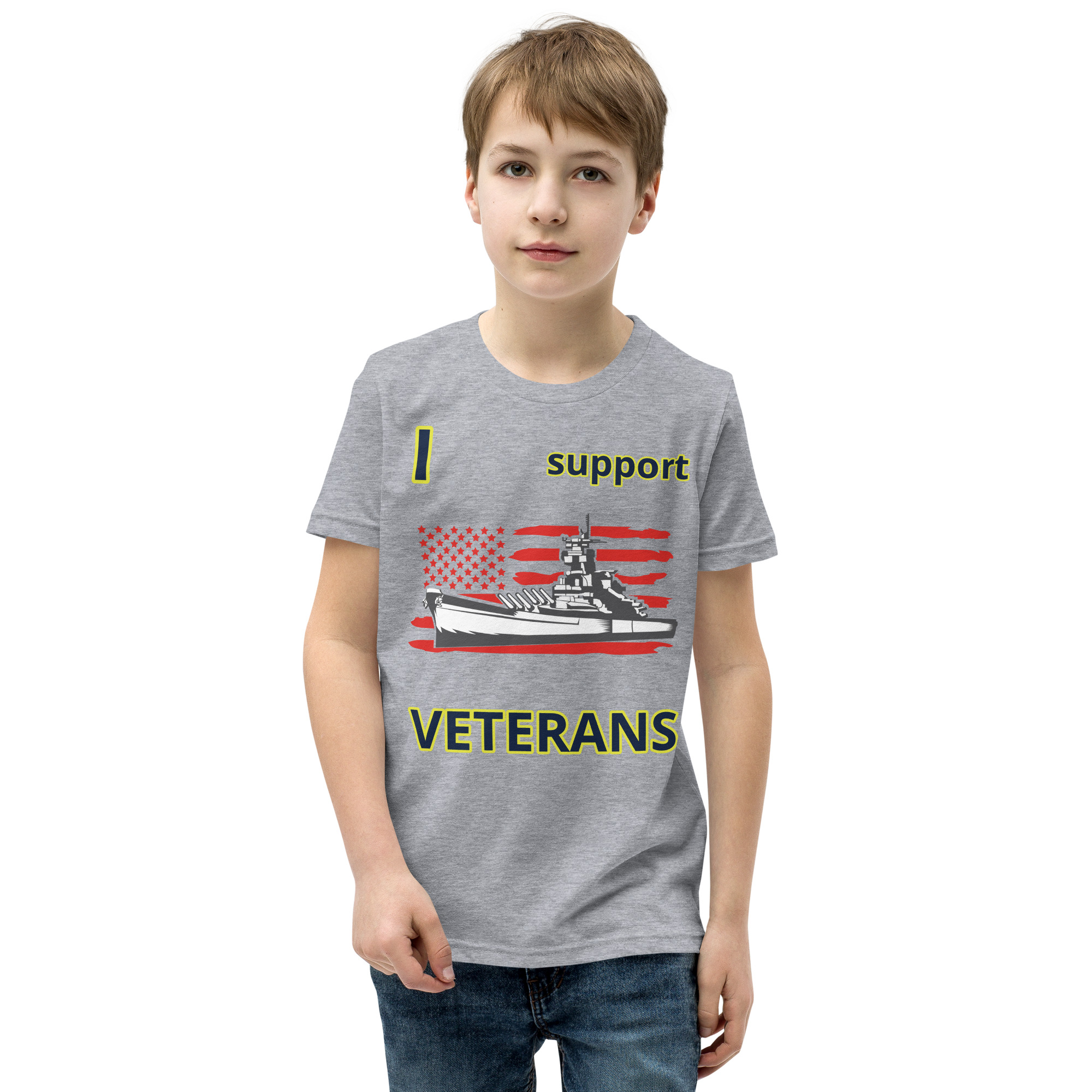 I SUPPORT VETERANS TOO SIKS Youth Short Sleeve T-Shirt - Image 41