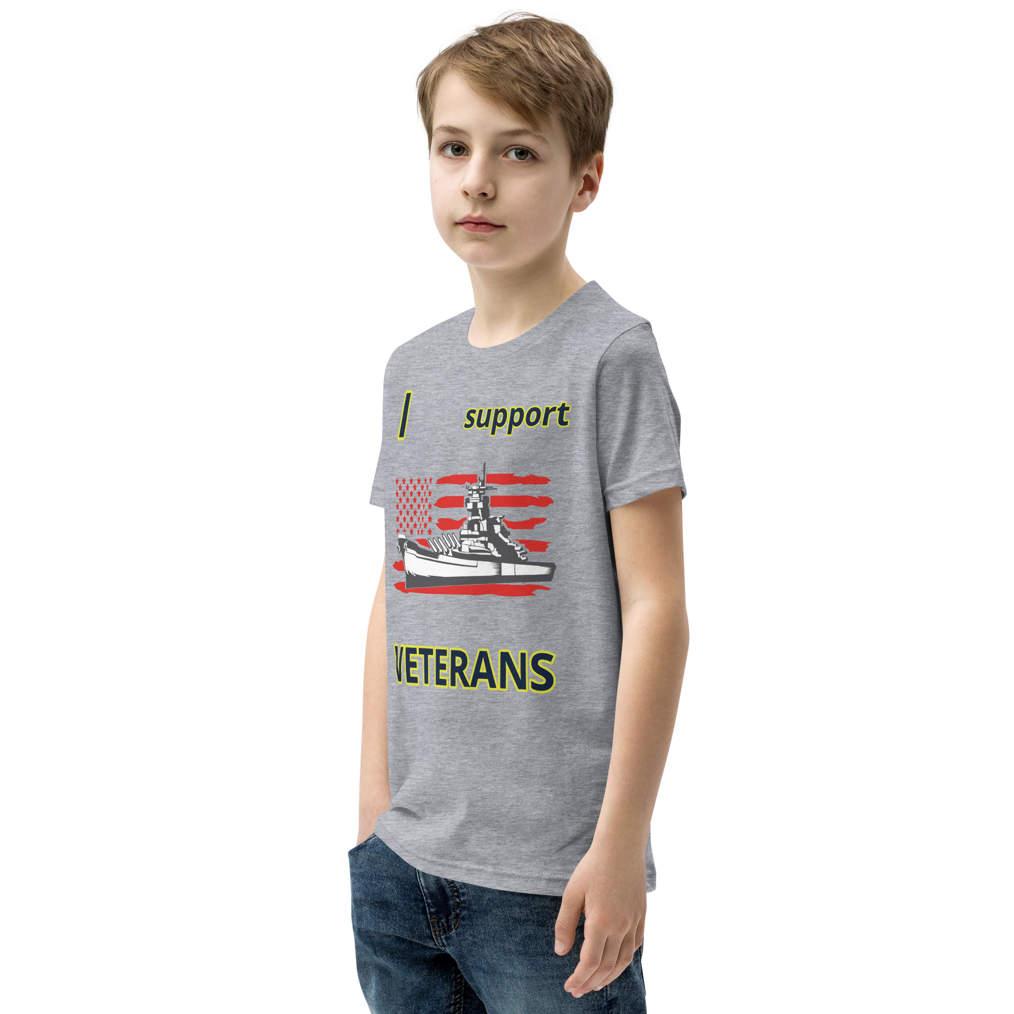 I SUPPORT VETERANS TOO SIKS Youth Short Sleeve T-Shirt - Image 43