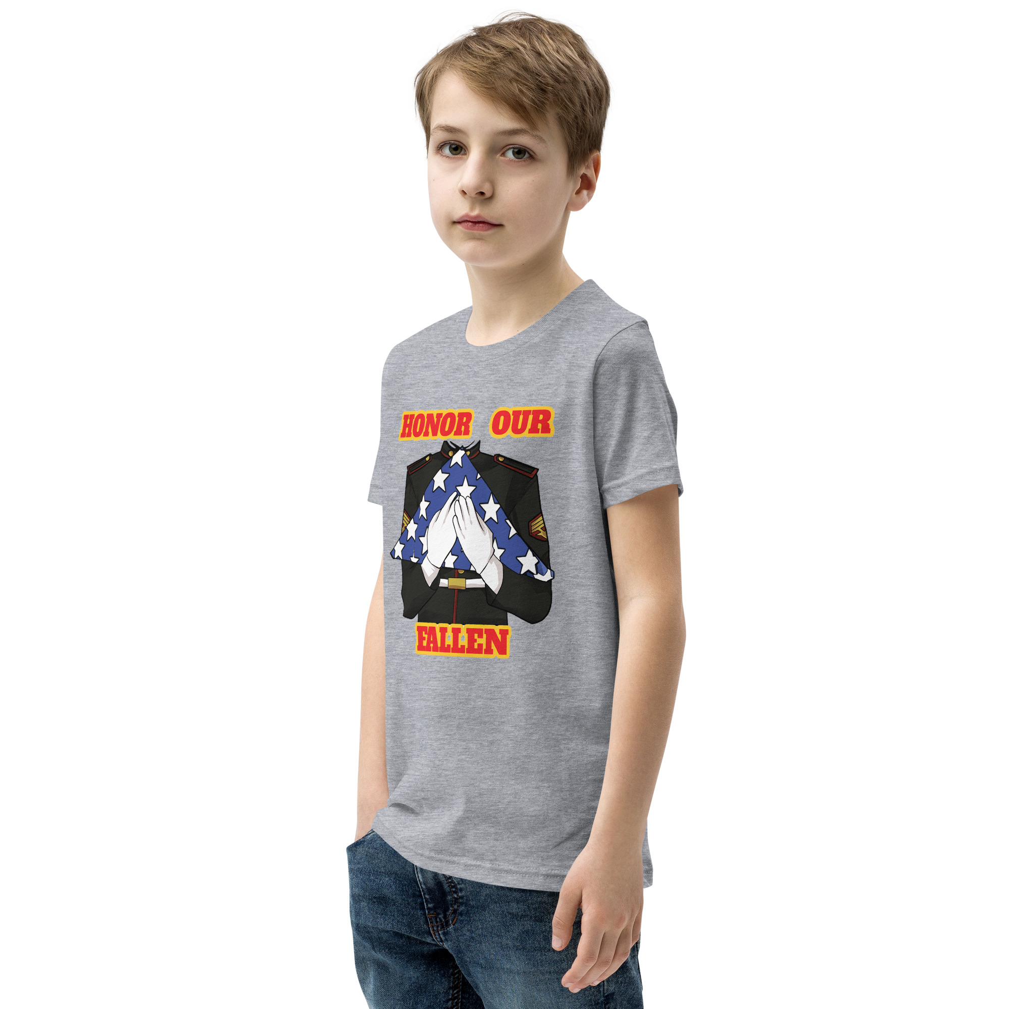 I SUPPORT VETERANS TOO SIKS Youth Short Sleeve T-Shirt - Image 43