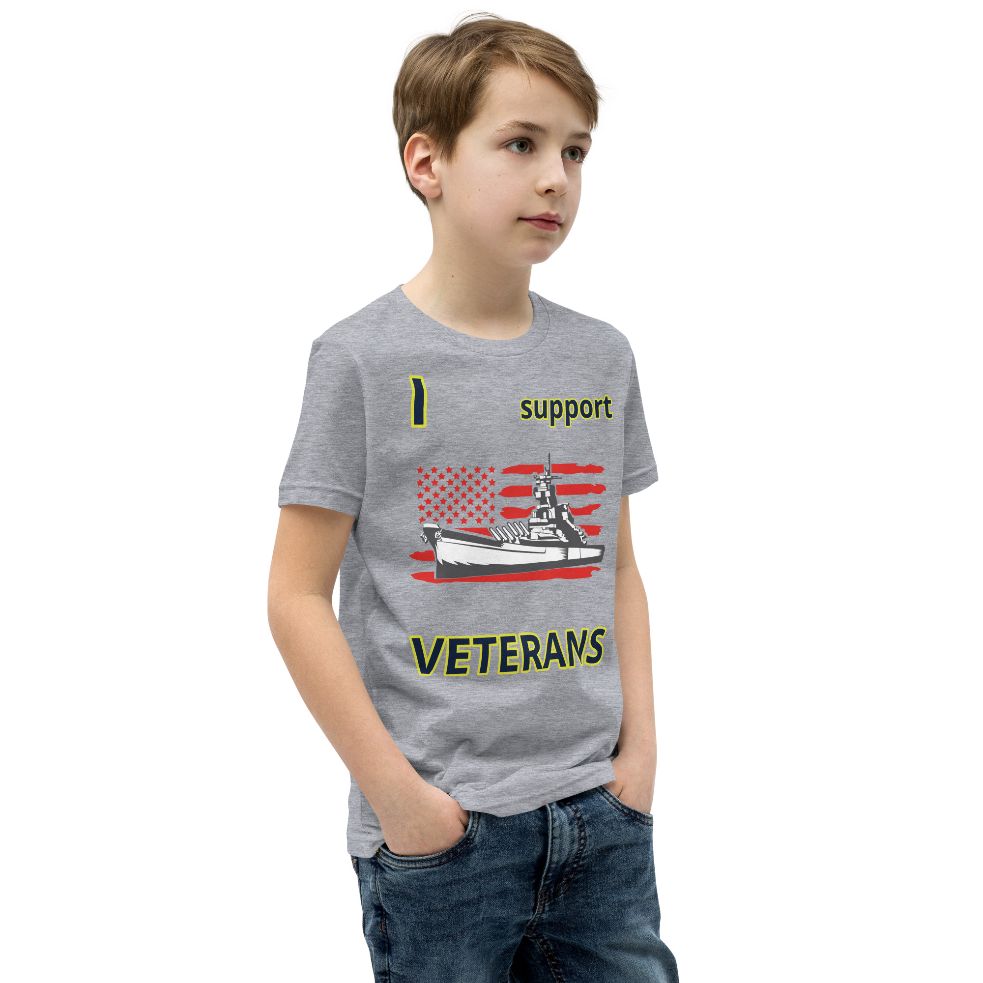I SUPPORT VETERANS TOO SIKS Youth Short Sleeve T-Shirt - Image 42
