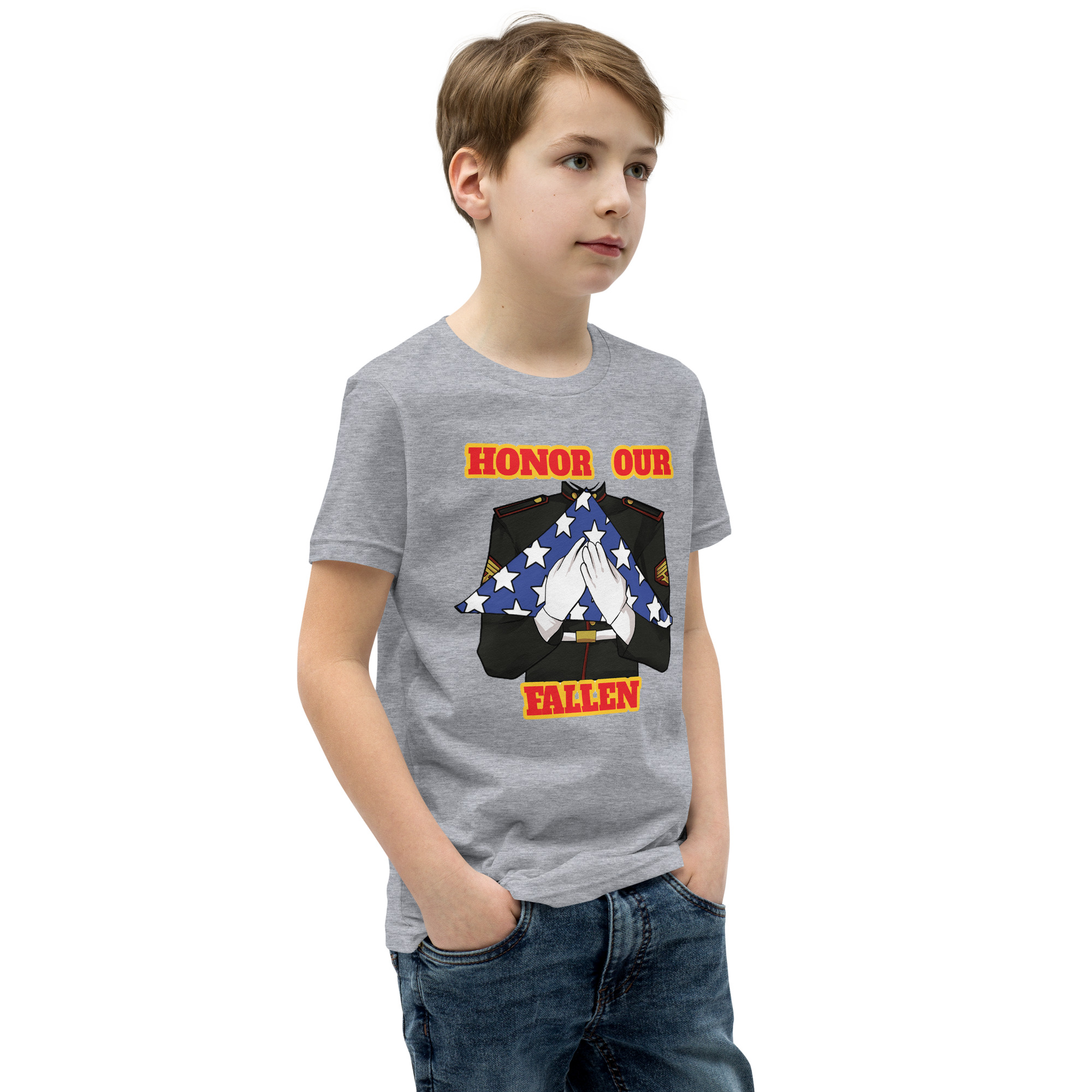 I SUPPORT VETERANS TOO SIKS Youth Short Sleeve T-Shirt - Image 42