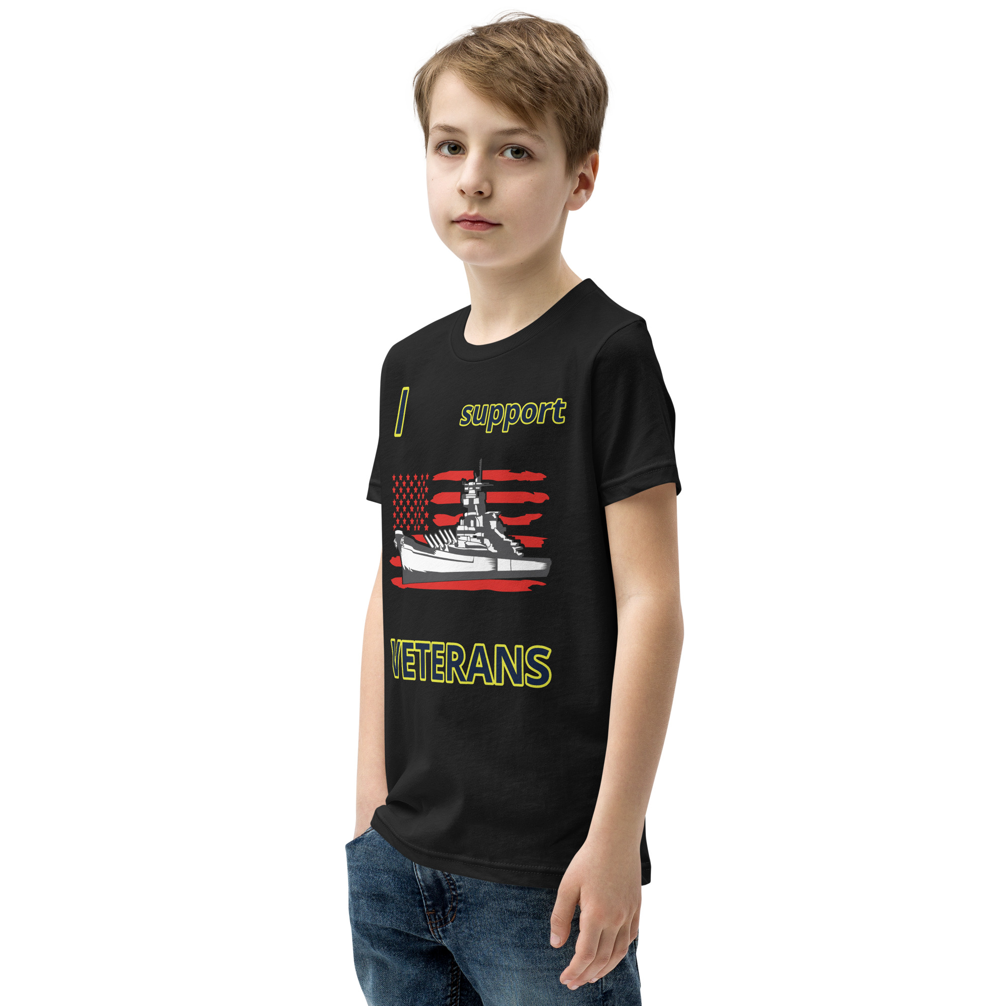 I SUPPORT VETERANS TOO SIKS Youth Short Sleeve T-Shirt - Image 3