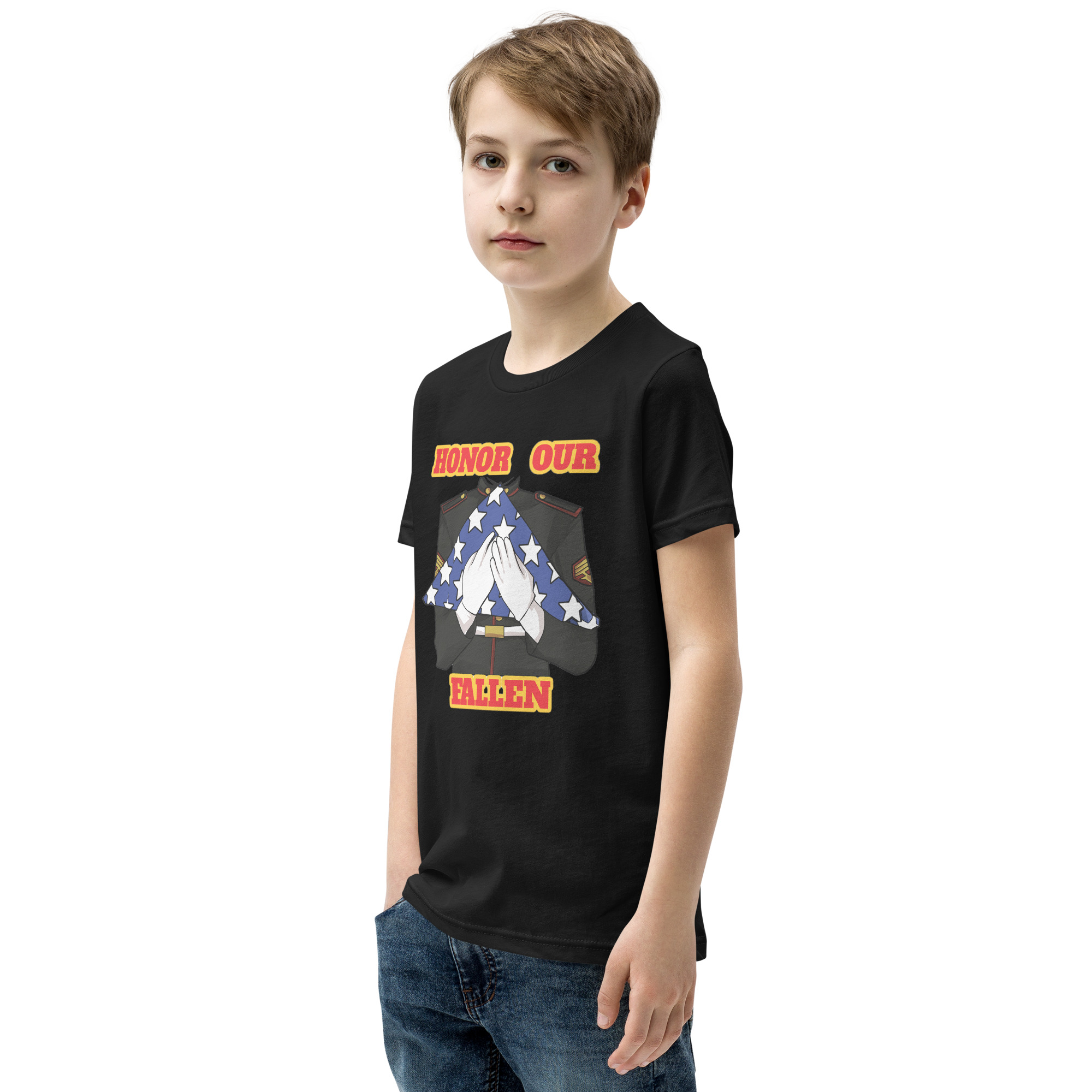 I SUPPORT VETERANS TOO SIKS Youth Short Sleeve T-Shirt - Image 3