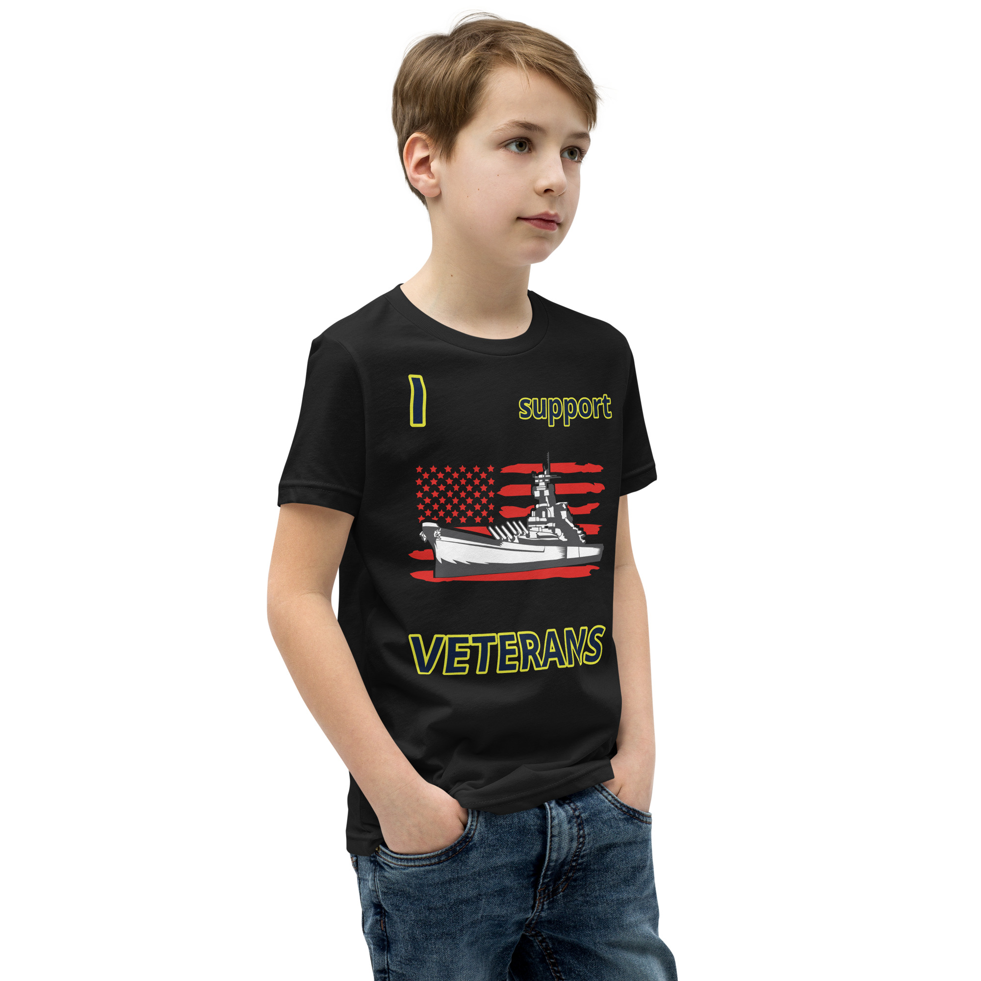 I SUPPORT VETERANS TOO SIKS Youth Short Sleeve T-Shirt - Image 2