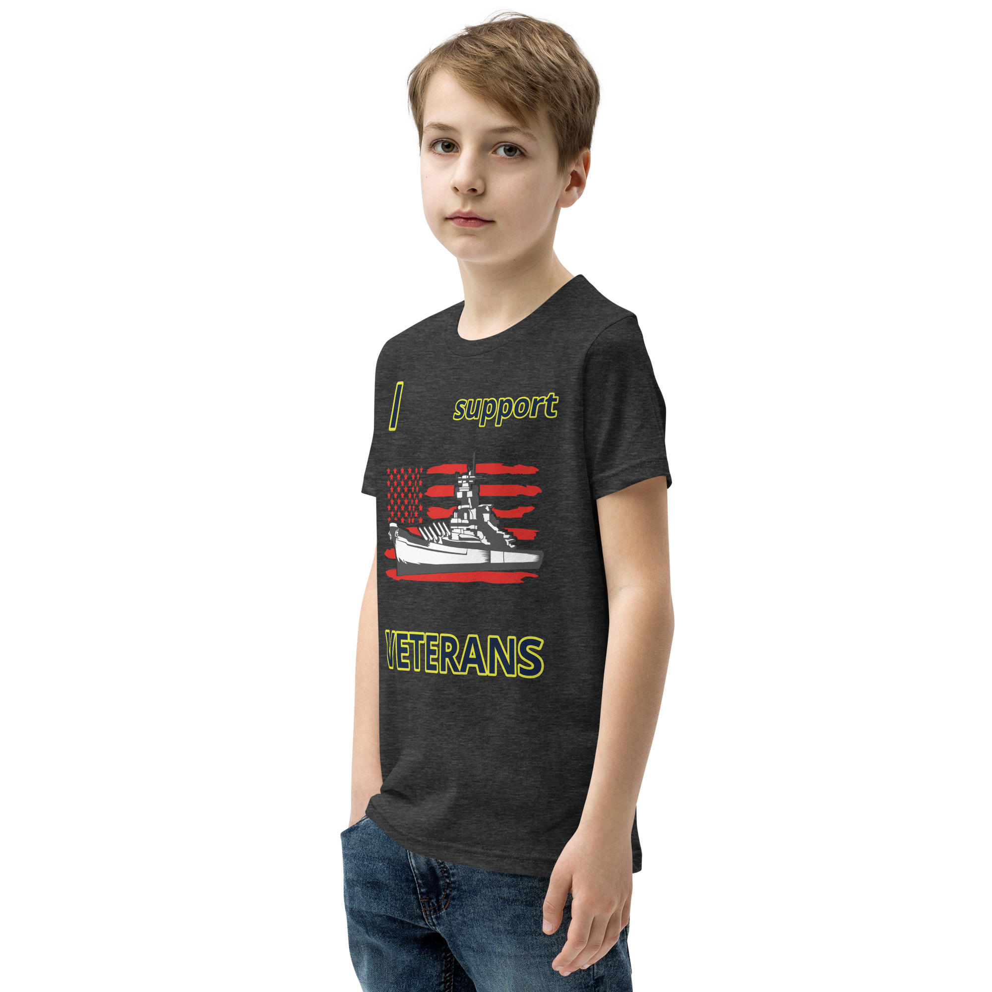 I SUPPORT VETERANS TOO SIKS Youth Short Sleeve T-Shirt - Image 23