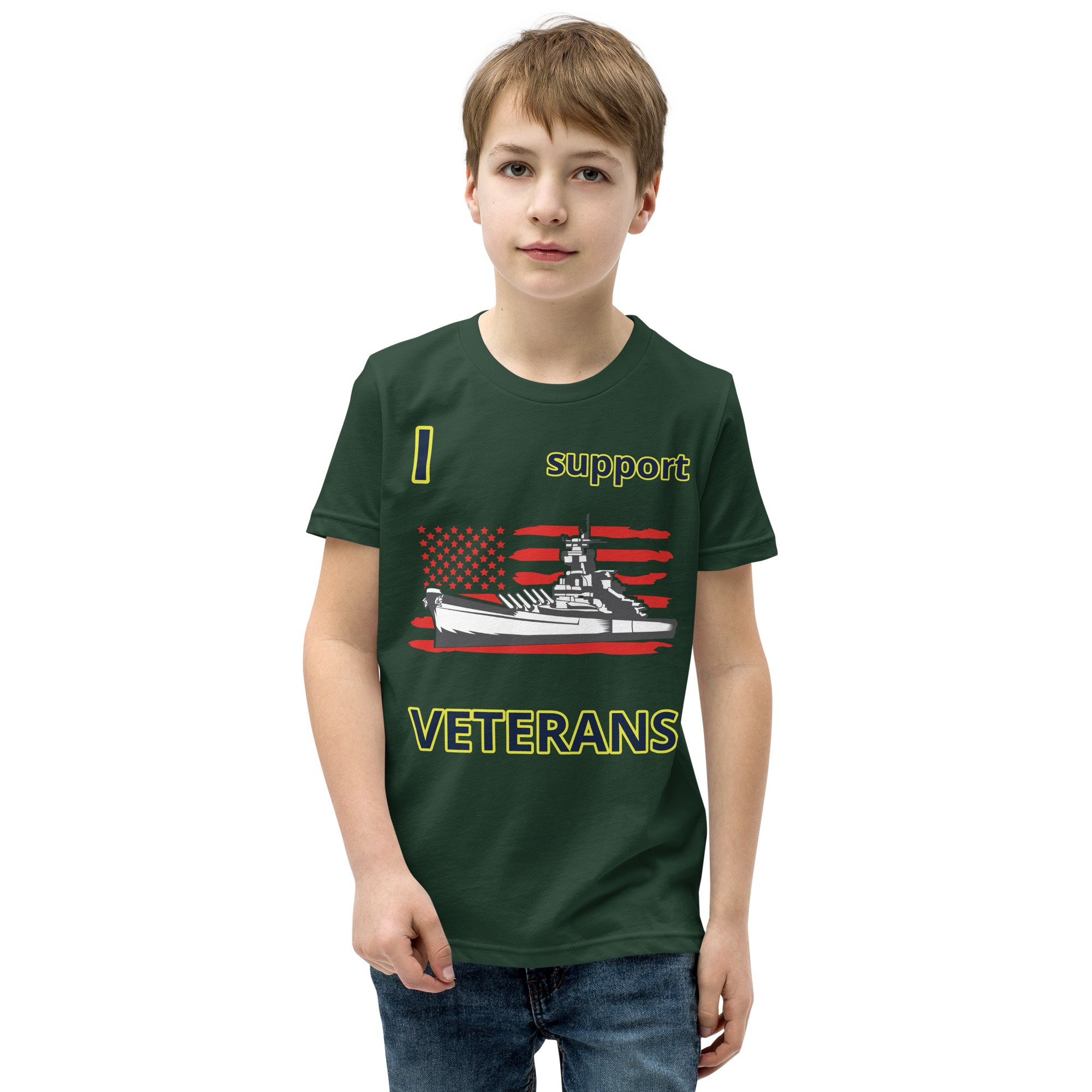 I SUPPORT VETERANS TOO SIKS Youth Short Sleeve T-Shirt - Image 13