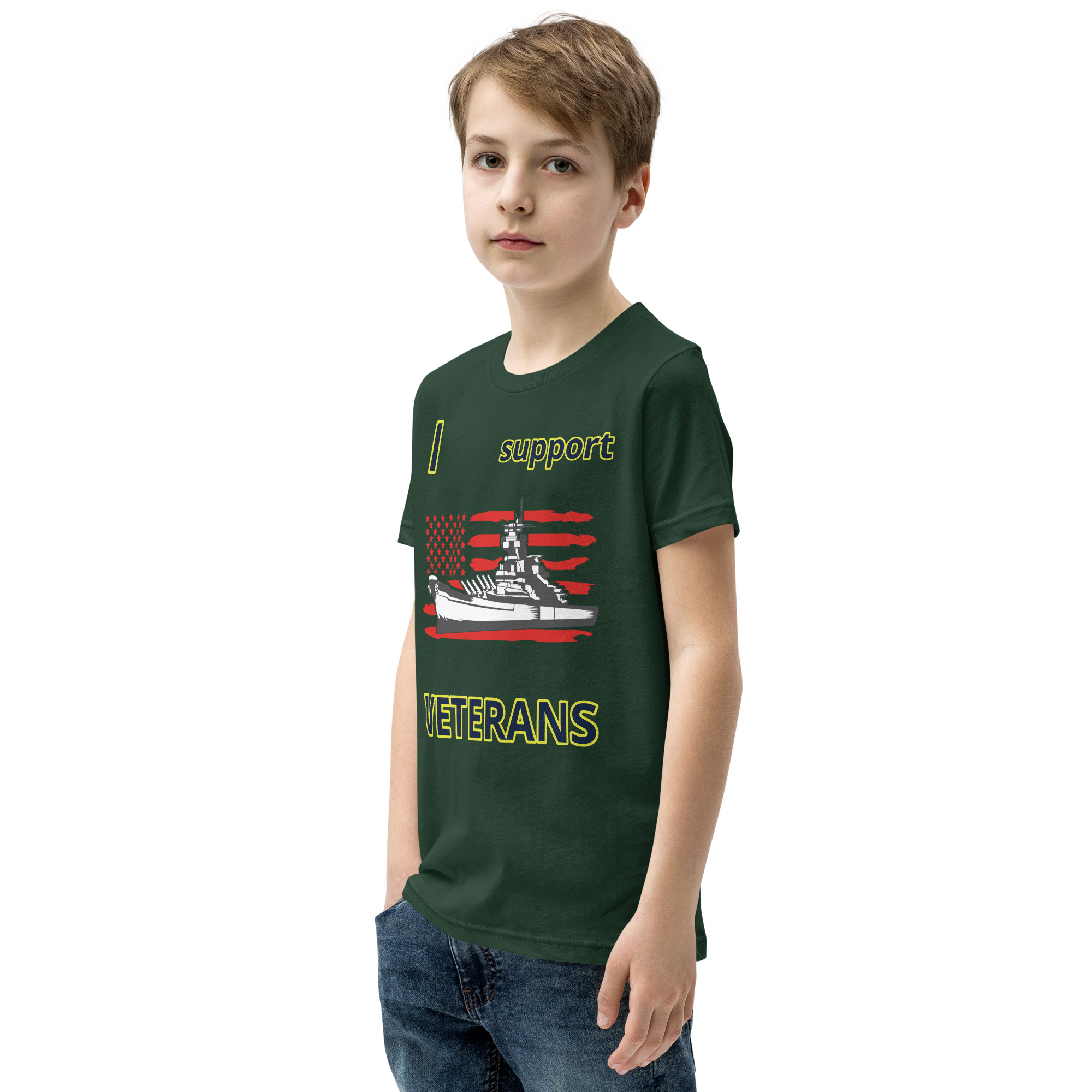 I SUPPORT VETERANS TOO SIKS Youth Short Sleeve T-Shirt - Image 15