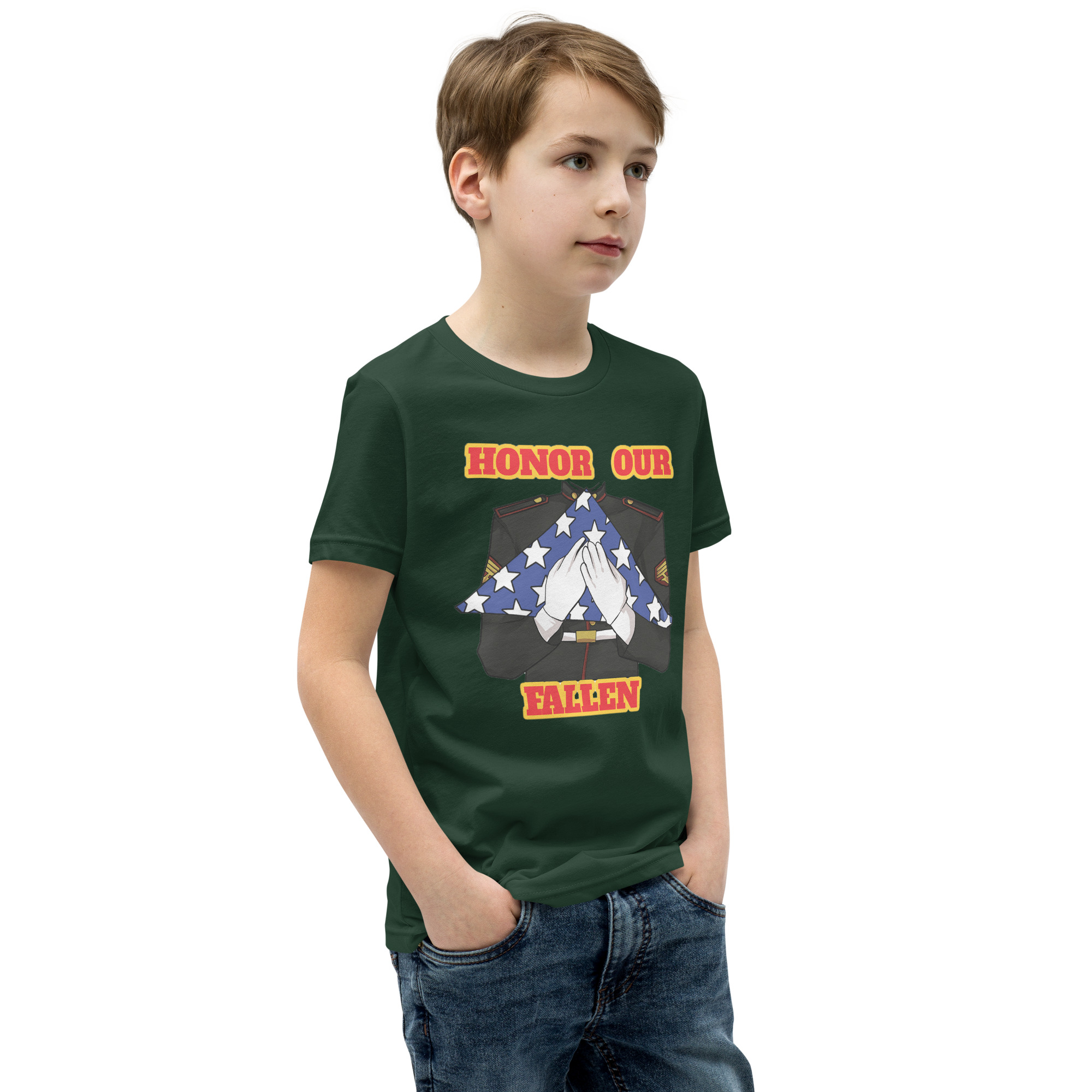 I SUPPORT VETERANS TOO SIKS Youth Short Sleeve T-Shirt - Image 14