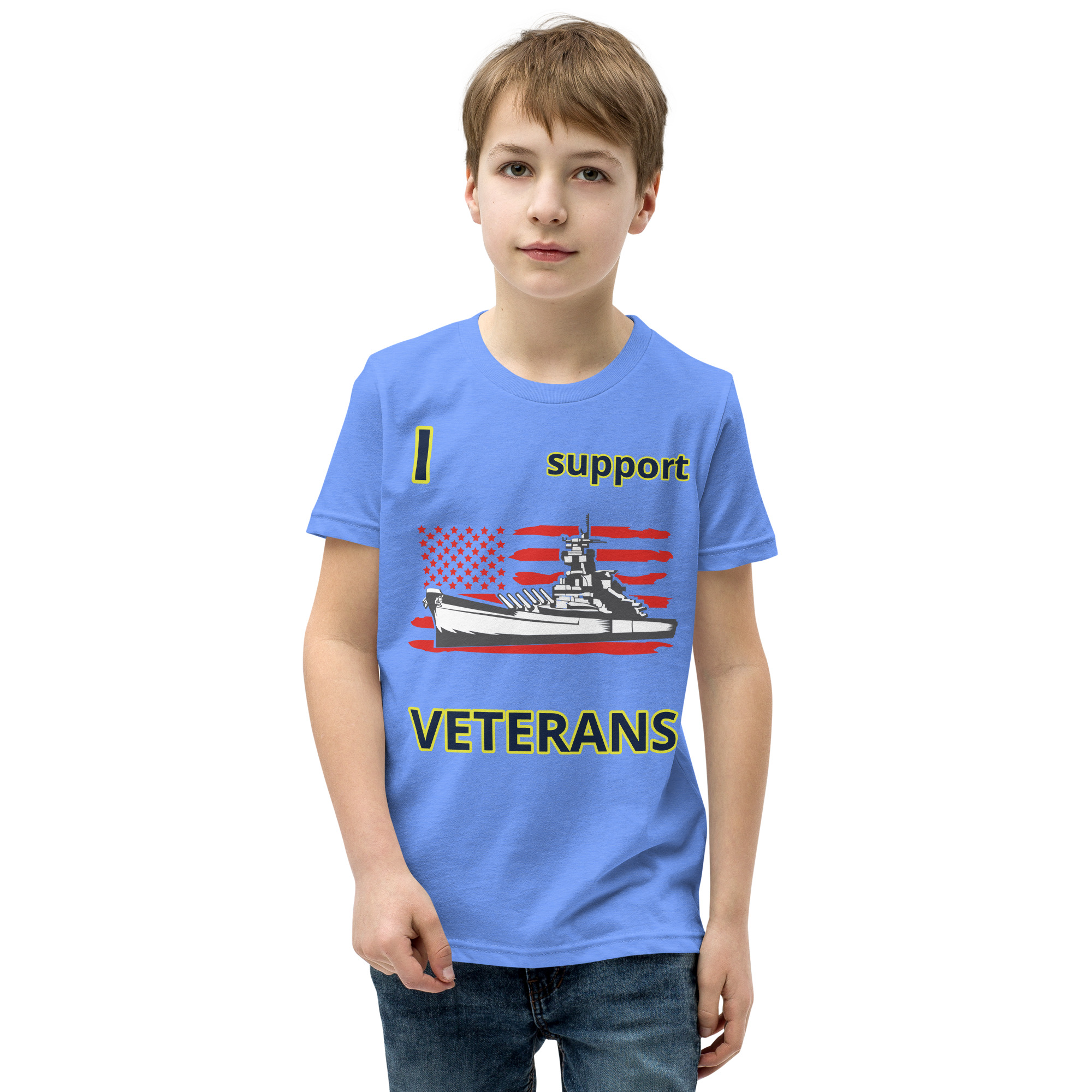 I SUPPORT VETERANS TOO SIKS Youth Short Sleeve T-Shirt - Image 37