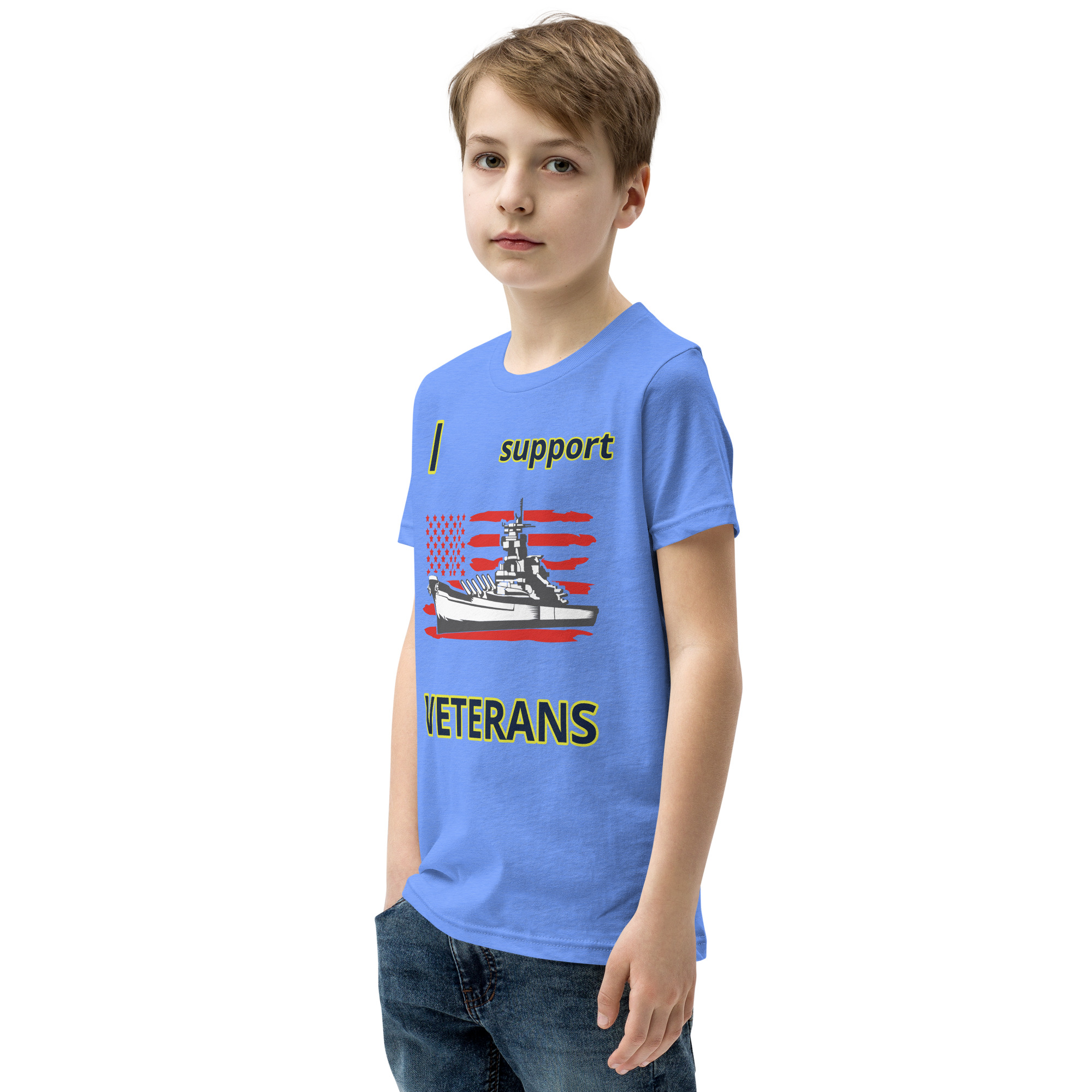 I SUPPORT VETERANS TOO SIKS Youth Short Sleeve T-Shirt - Image 39