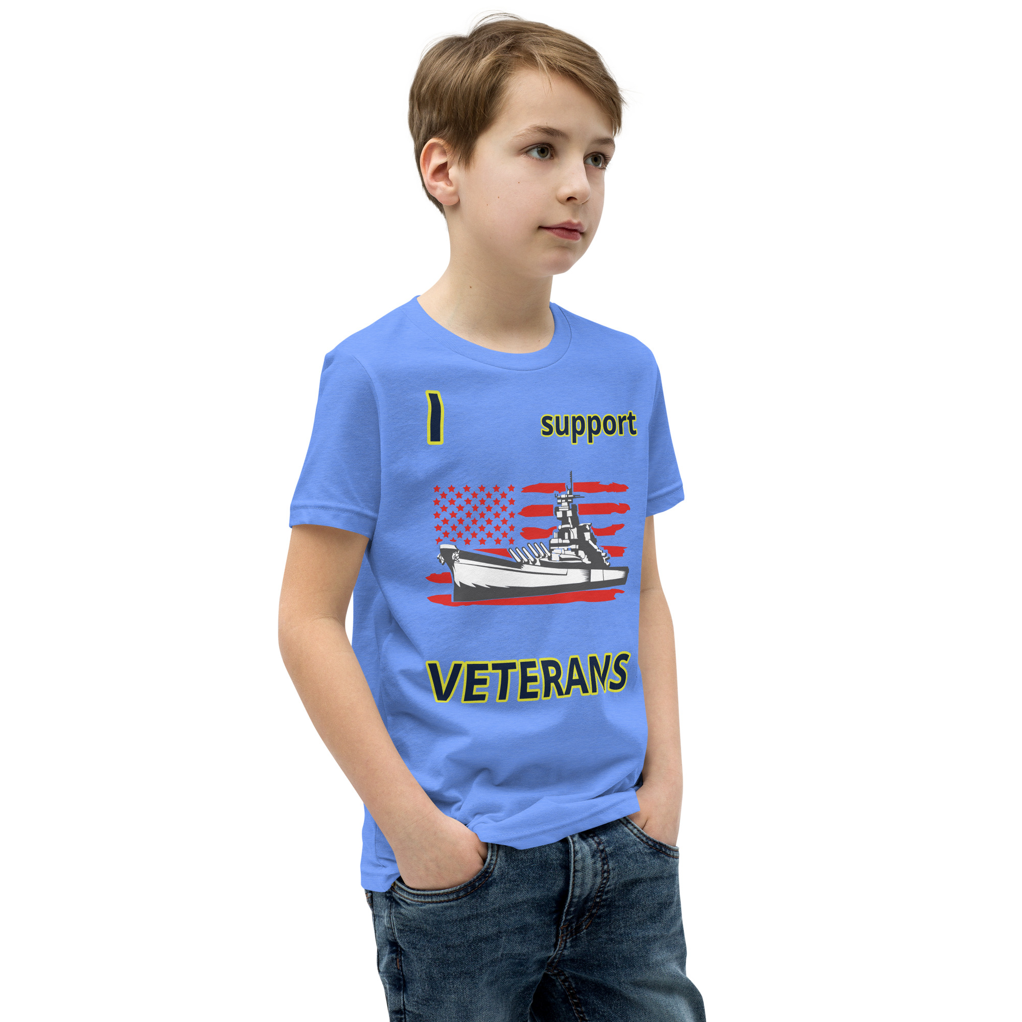 I SUPPORT VETERANS TOO SIKS Youth Short Sleeve T-Shirt - Image 38