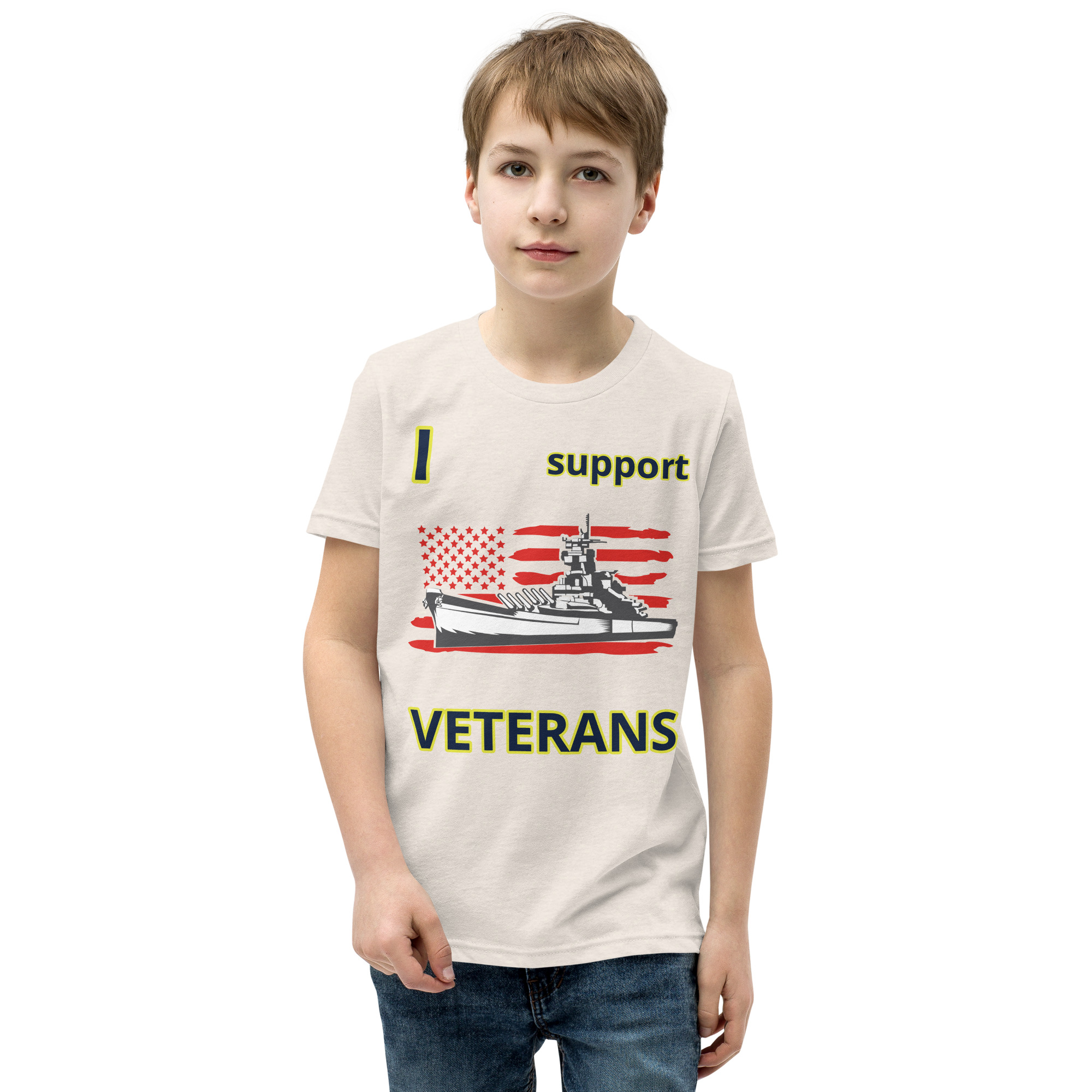 I SUPPORT VETERANS TOO SIKS Youth Short Sleeve T-Shirt - Image 49
