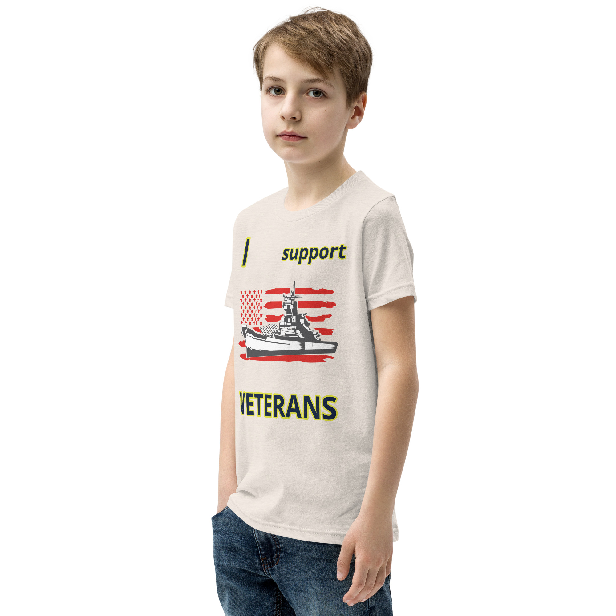 I SUPPORT VETERANS TOO SIKS Youth Short Sleeve T-Shirt - Image 51