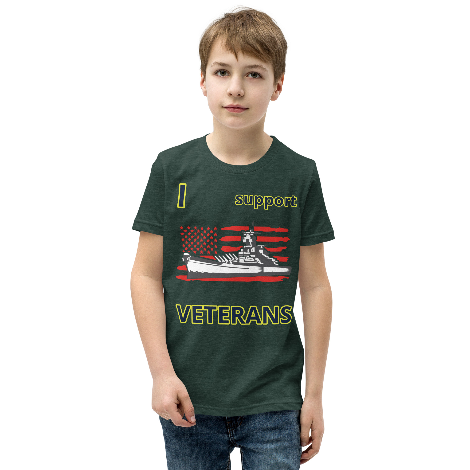 I SUPPORT VETERANS TOO SIKS Youth Short Sleeve T-Shirt - Image 29