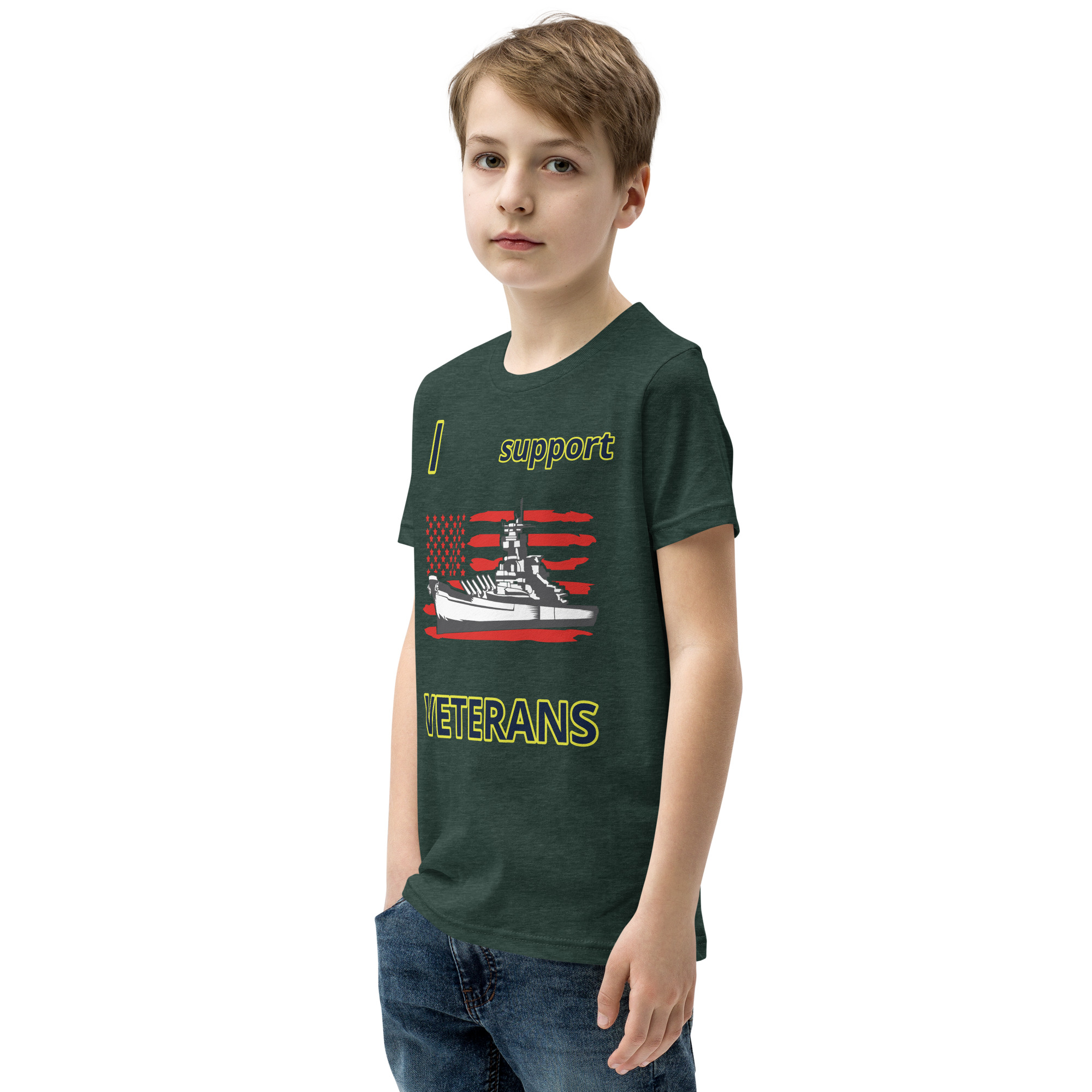 I SUPPORT VETERANS TOO SIKS Youth Short Sleeve T-Shirt - Image 31