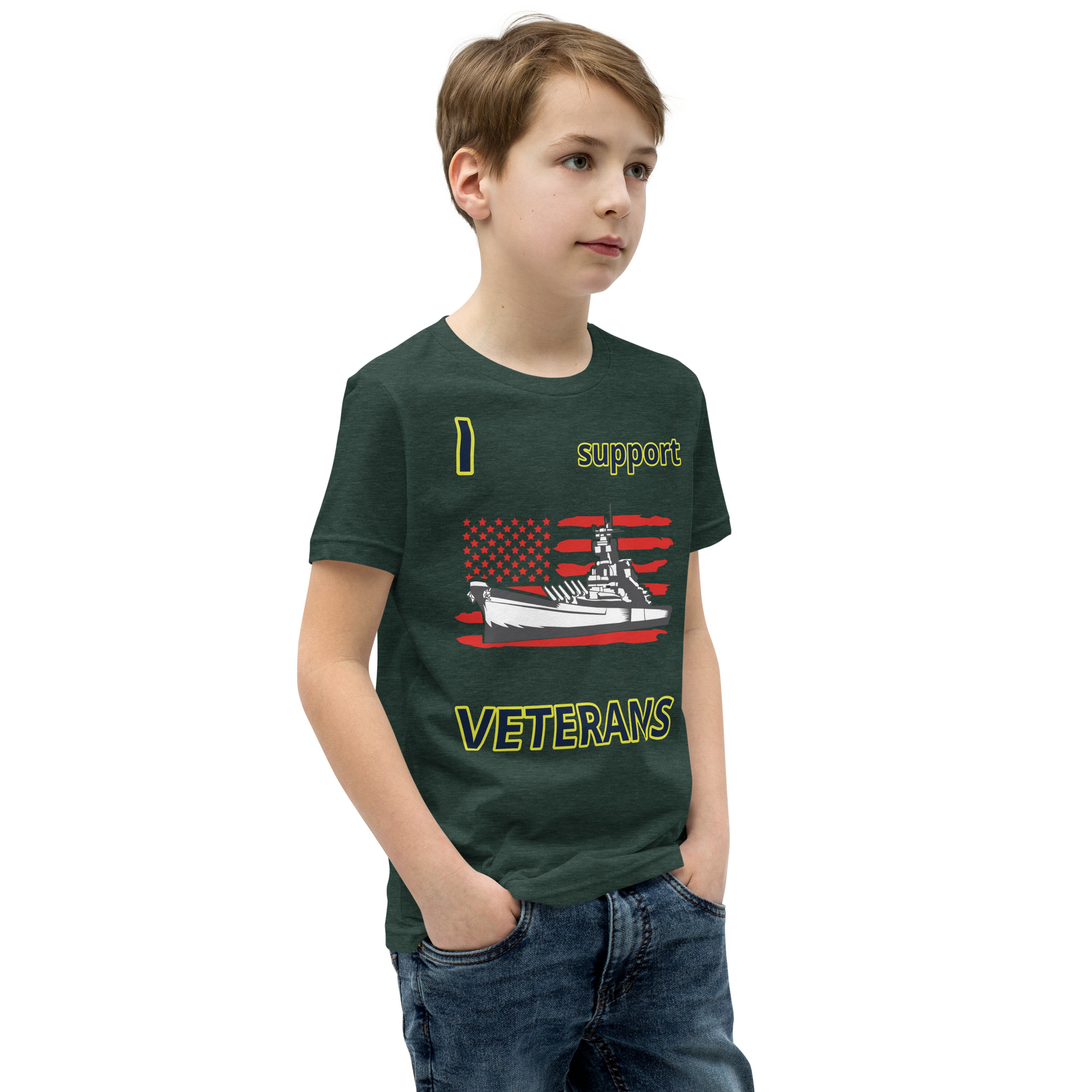 I SUPPORT VETERANS TOO SIKS Youth Short Sleeve T-Shirt - Image 30