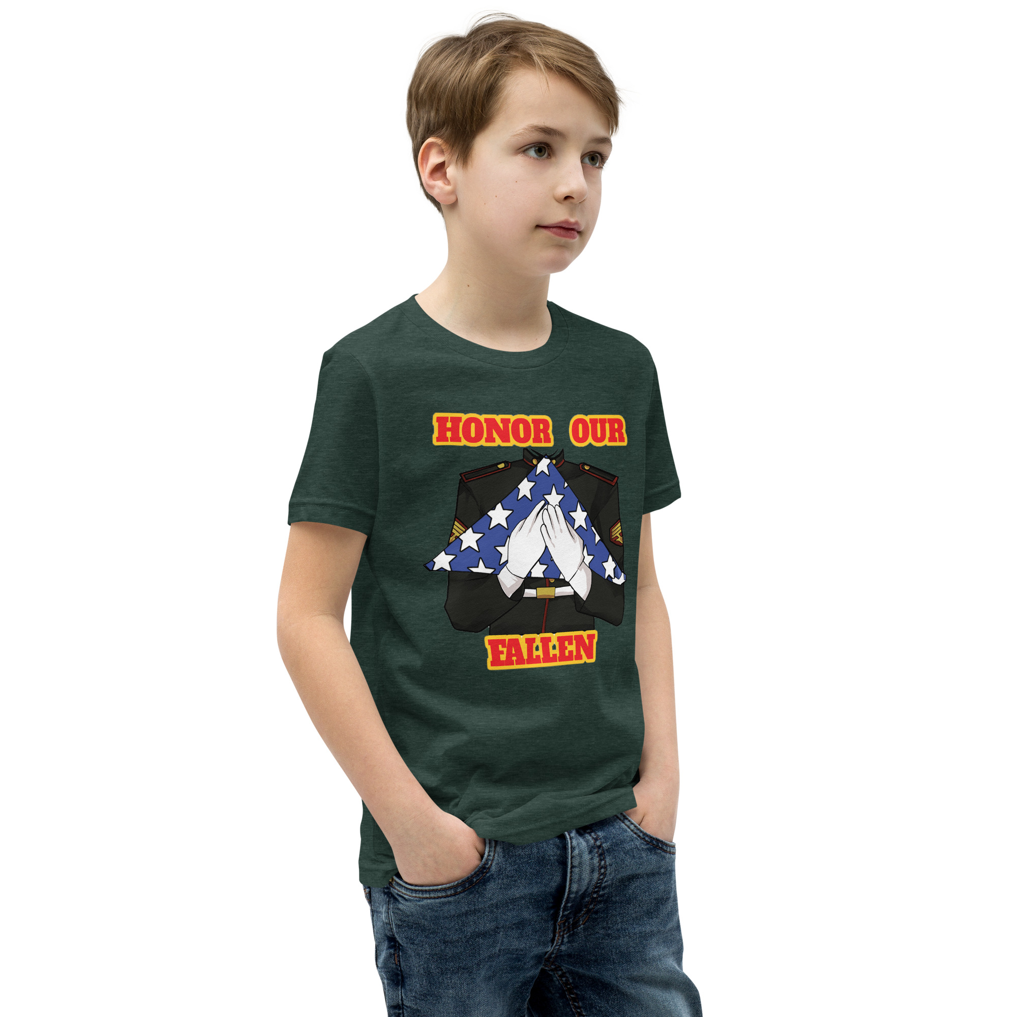 I SUPPORT VETERANS TOO SIKS Youth Short Sleeve T-Shirt - Image 30