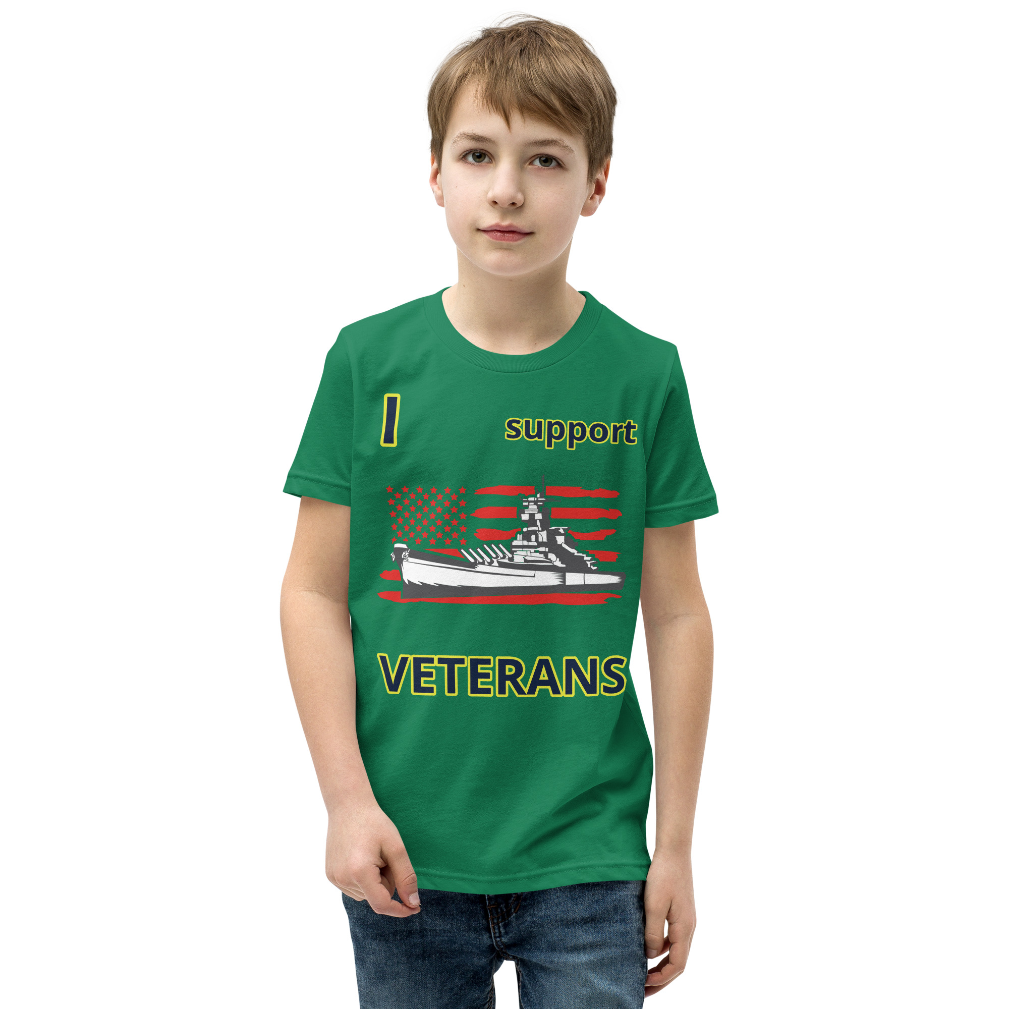 I SUPPORT VETERANS TOO SIKS Youth Short Sleeve T-Shirt - Image 33