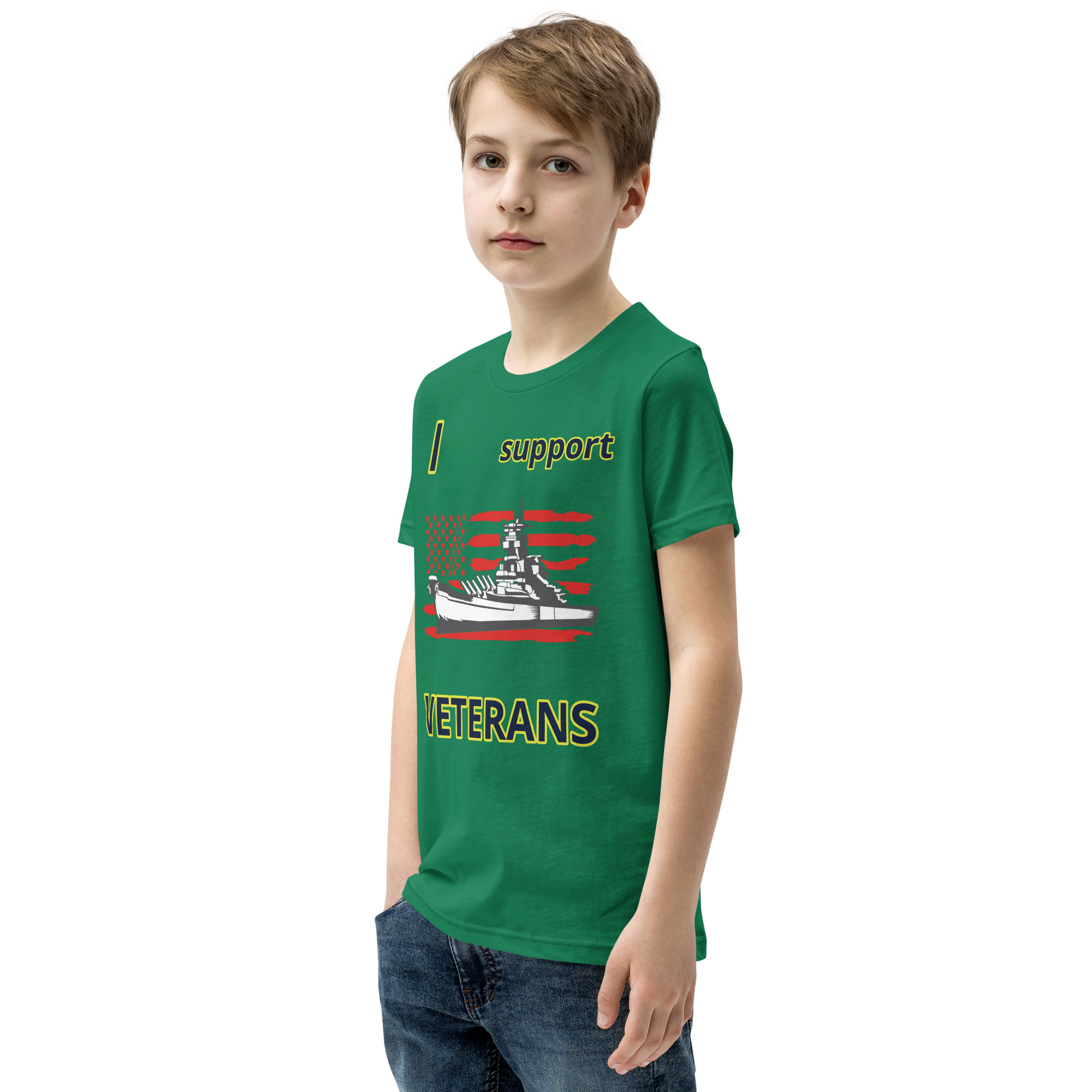 I SUPPORT VETERANS TOO SIKS Youth Short Sleeve T-Shirt - Image 35