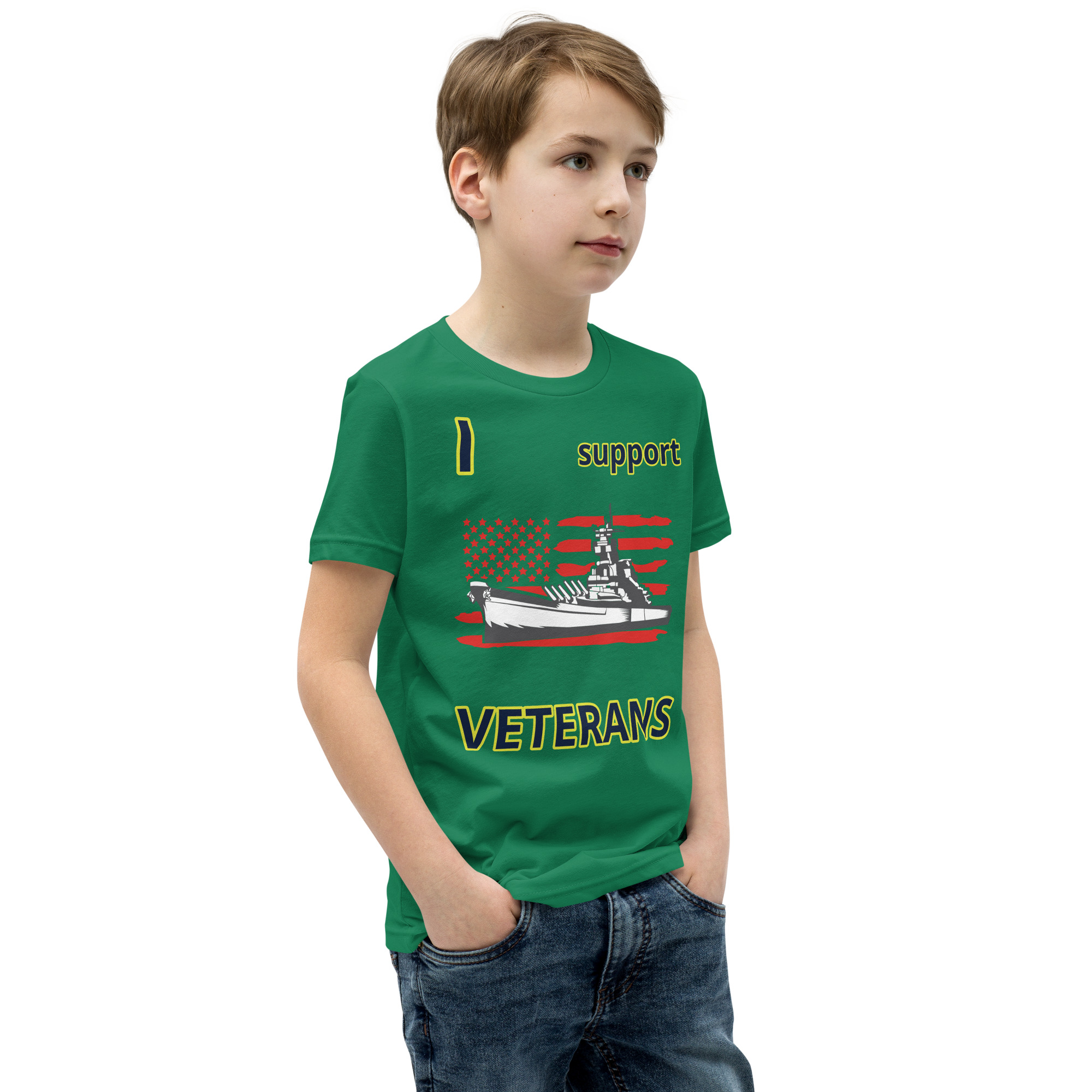 I SUPPORT VETERANS TOO SIKS Youth Short Sleeve T-Shirt - Image 34
