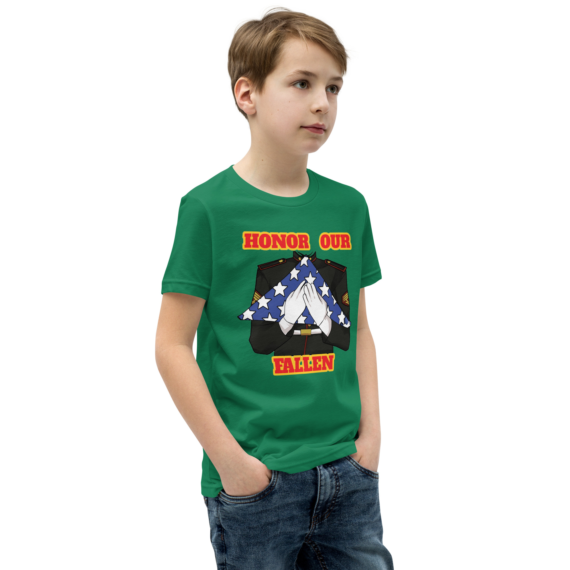 I SUPPORT VETERANS TOO SIKS Youth Short Sleeve T-Shirt - Image 34
