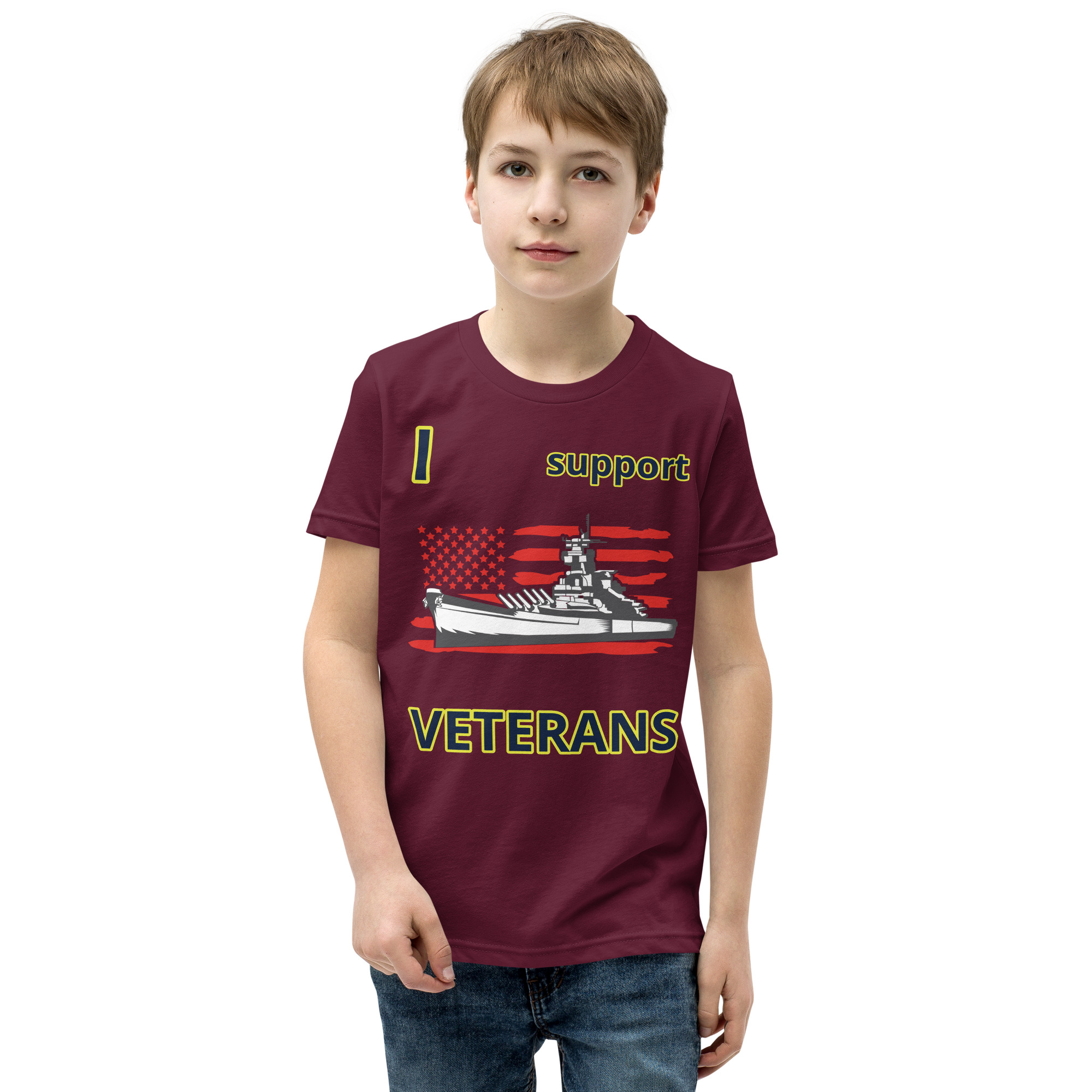 I SUPPORT VETERANS TOO SIKS Youth Short Sleeve T-Shirt - Image 9