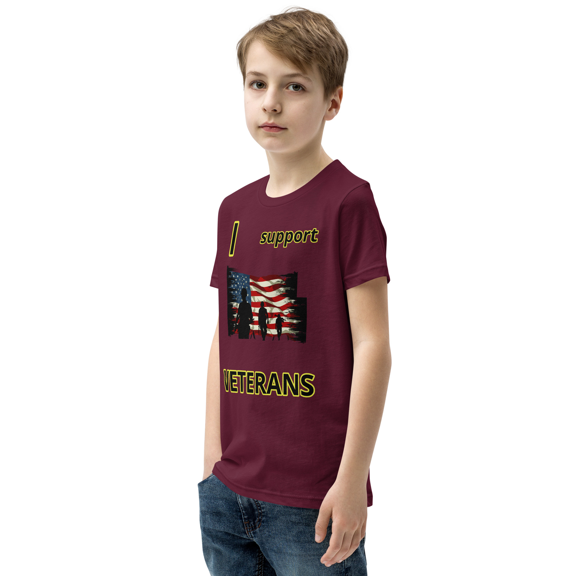 I support VETERANS TOO SIKS Youth Short Sleeve T-Shirt - Image 11