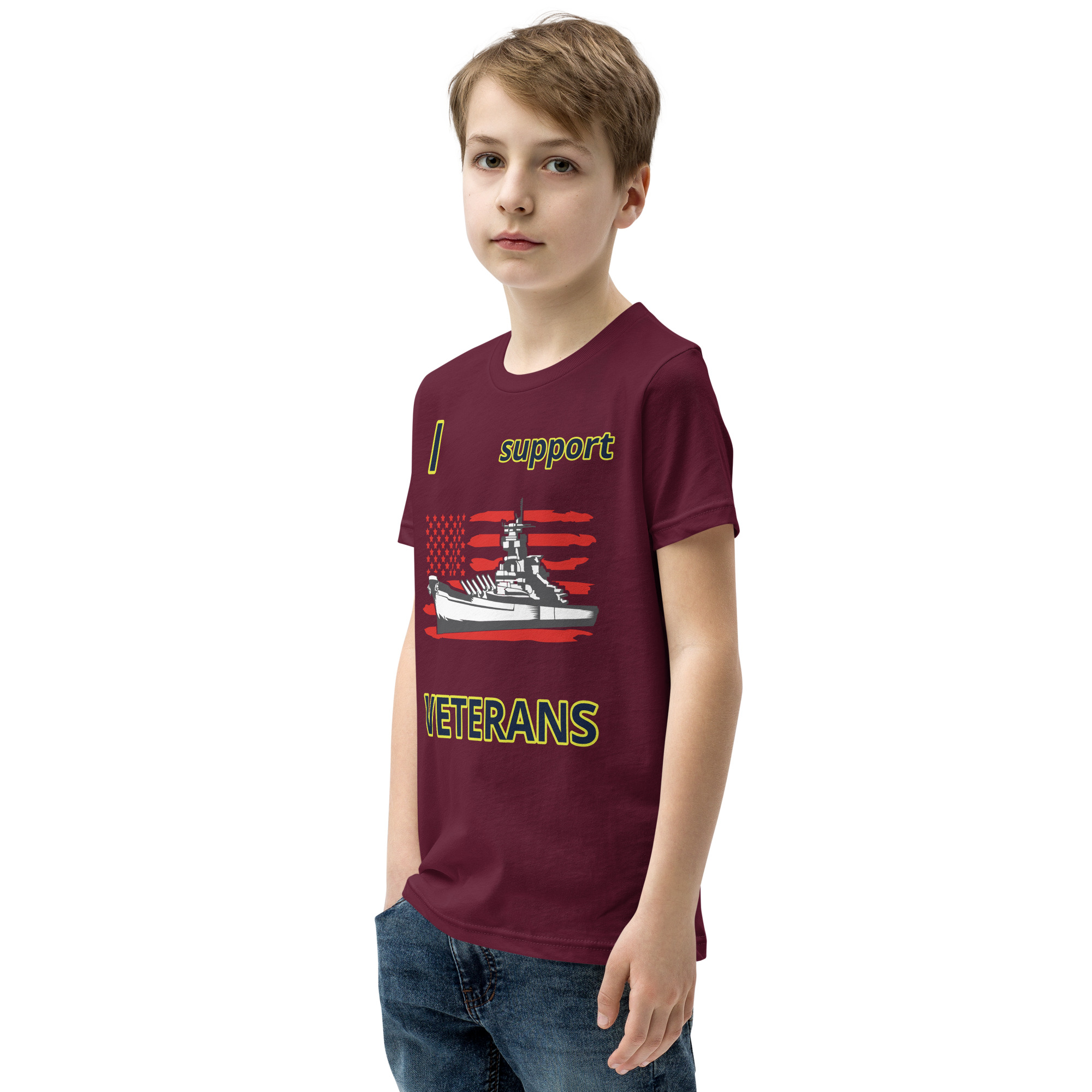 I SUPPORT VETERANS TOO SIKS Youth Short Sleeve T-Shirt - Image 11