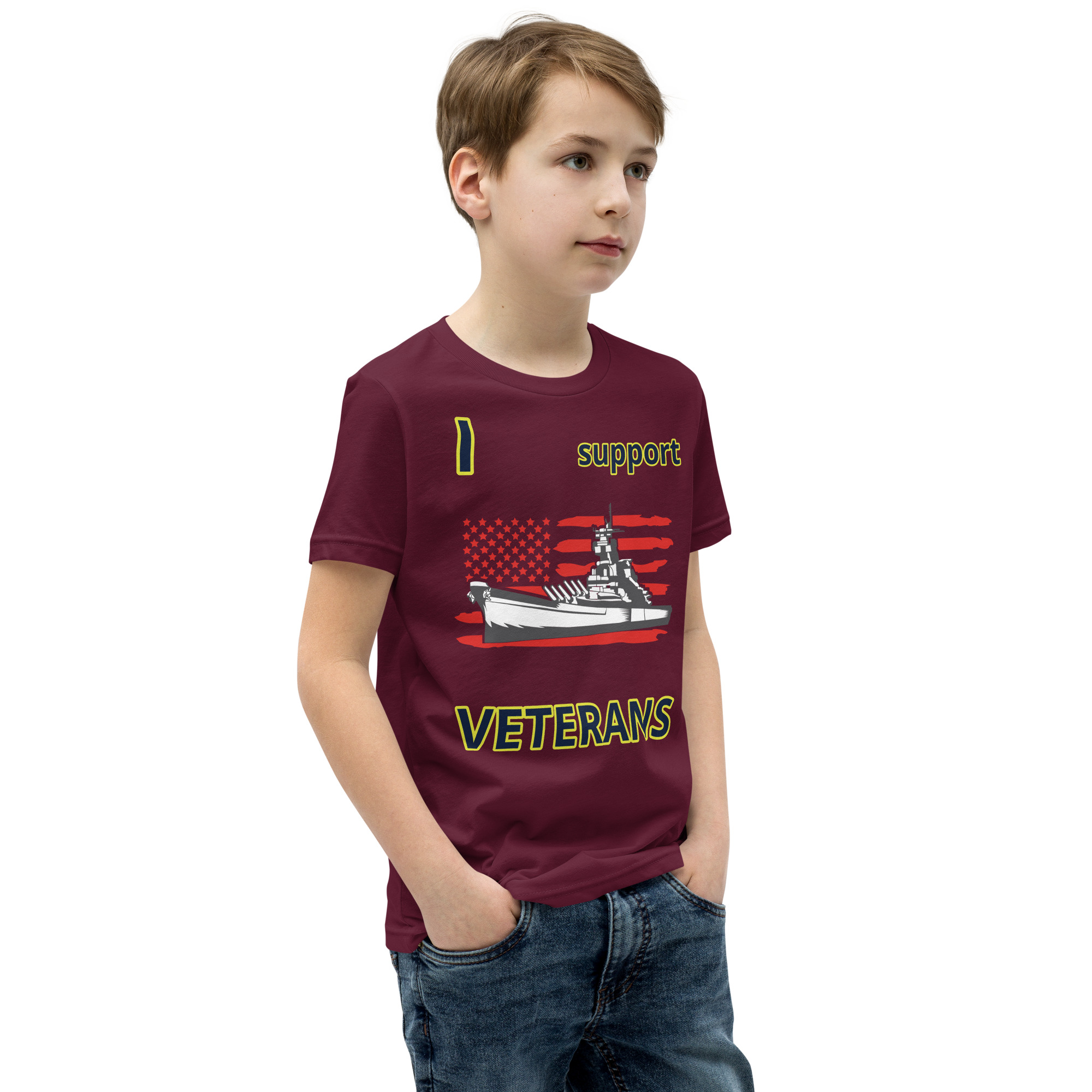 I SUPPORT VETERANS TOO SIKS Youth Short Sleeve T-Shirt - Image 10