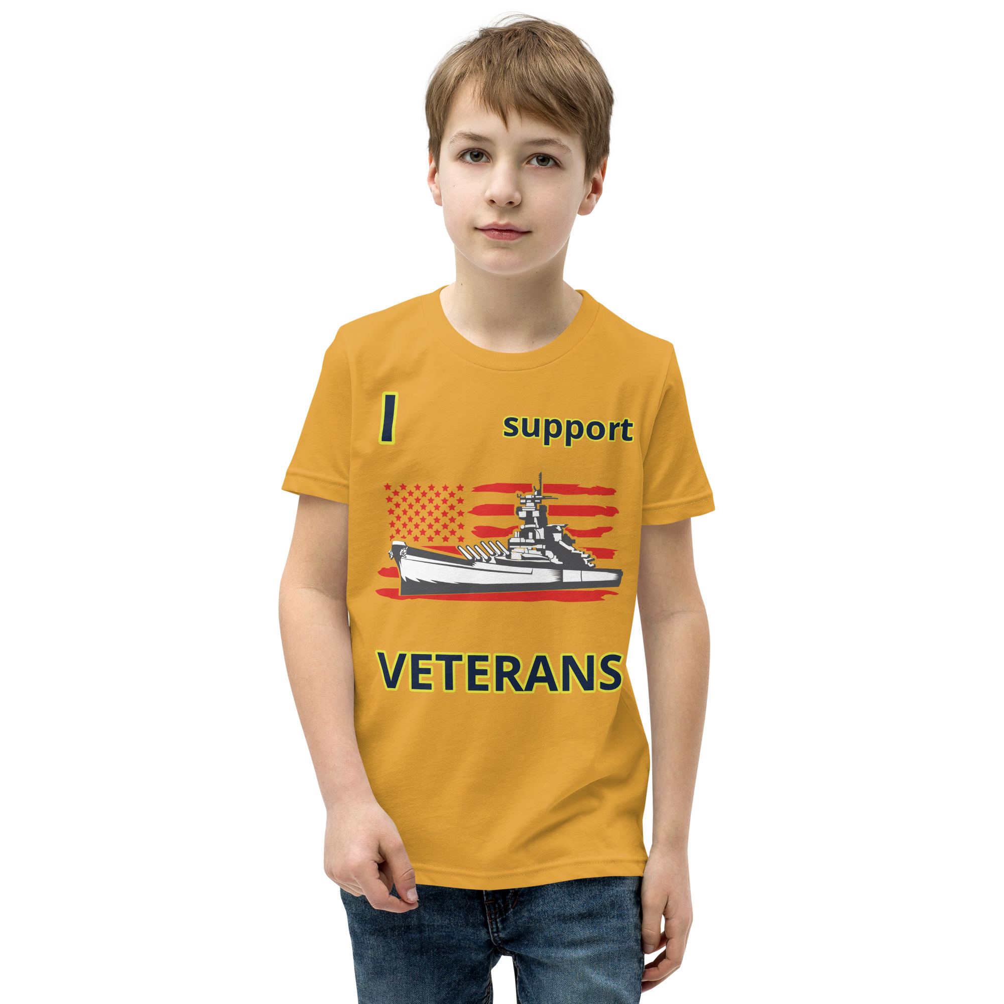 I SUPPORT VETERANS TOO SIKS Youth Short Sleeve T-Shirt - Image 45