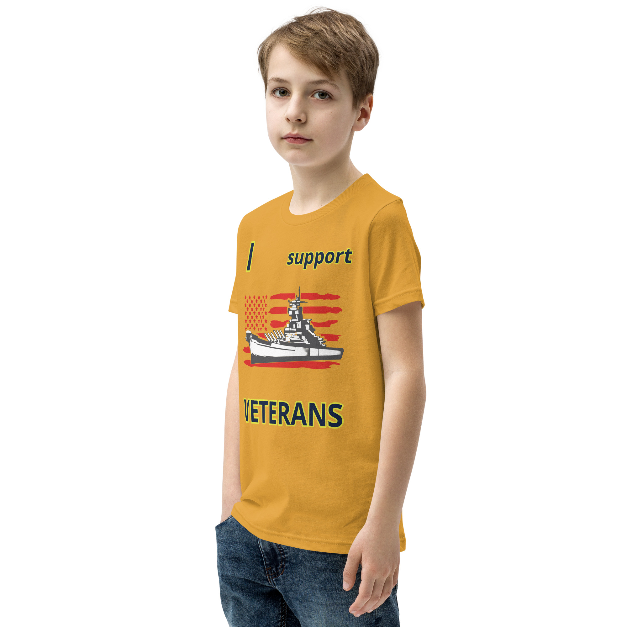 I SUPPORT VETERANS TOO SIKS Youth Short Sleeve T-Shirt - Image 47