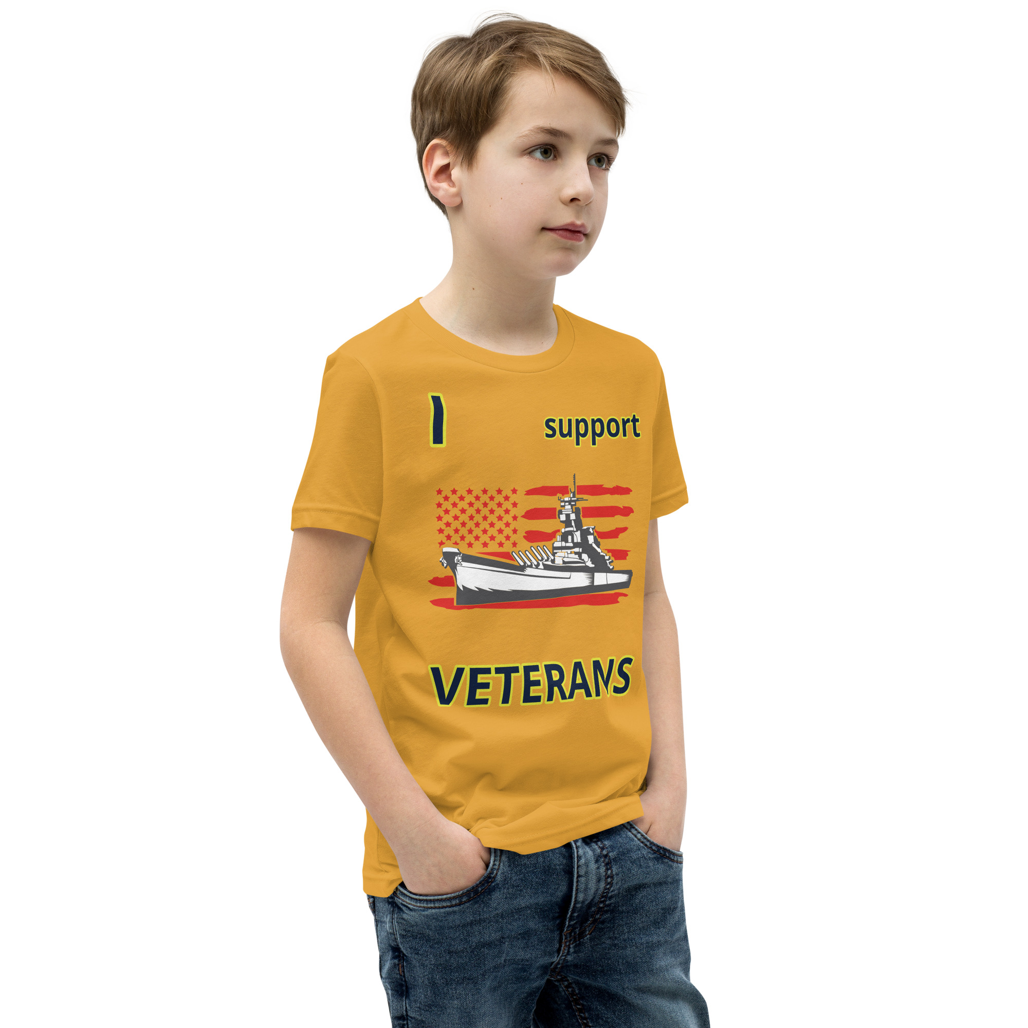 I SUPPORT VETERANS TOO SIKS Youth Short Sleeve T-Shirt - Image 46