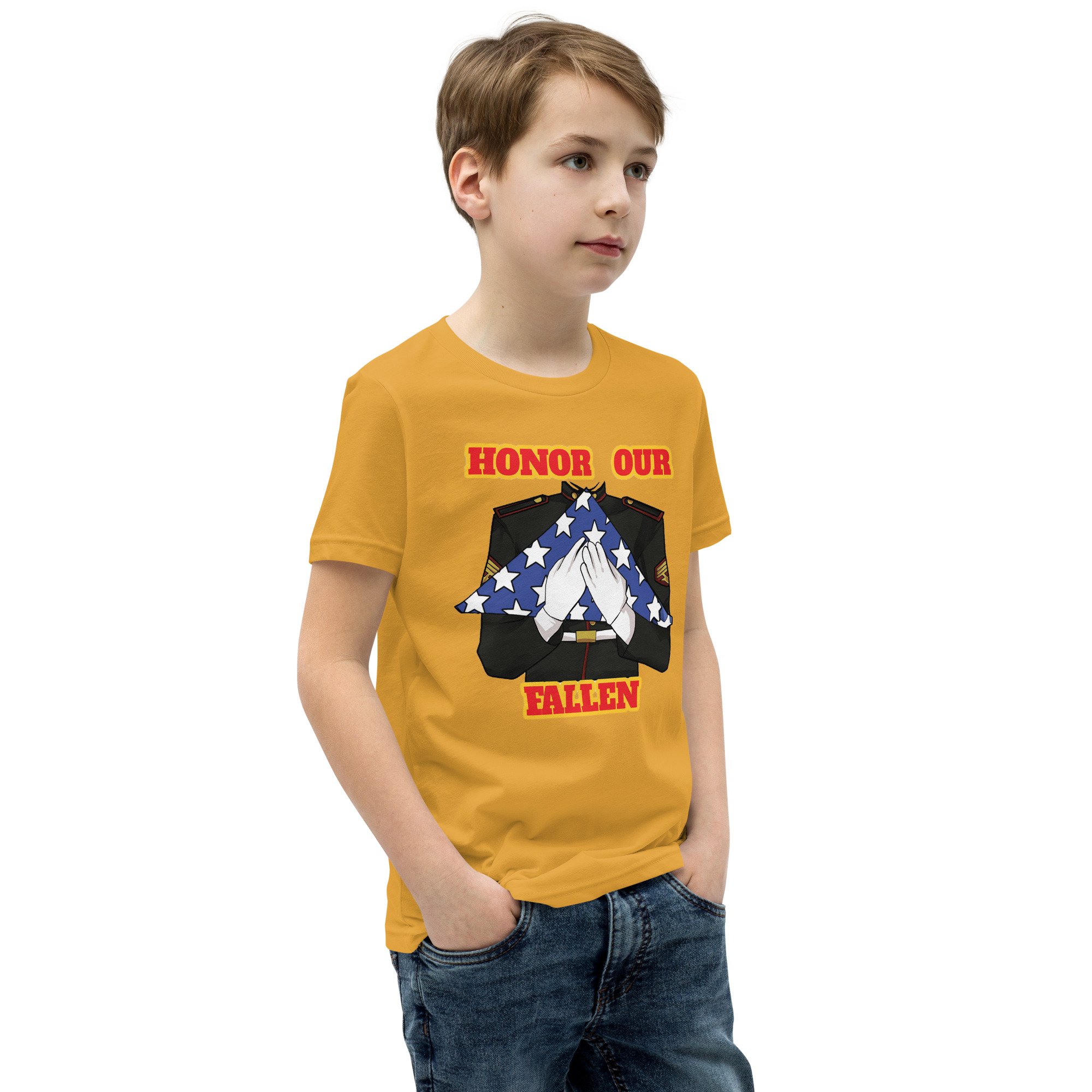 I SUPPORT VETERANS TOO SIKS Youth Short Sleeve T-Shirt - Image 46