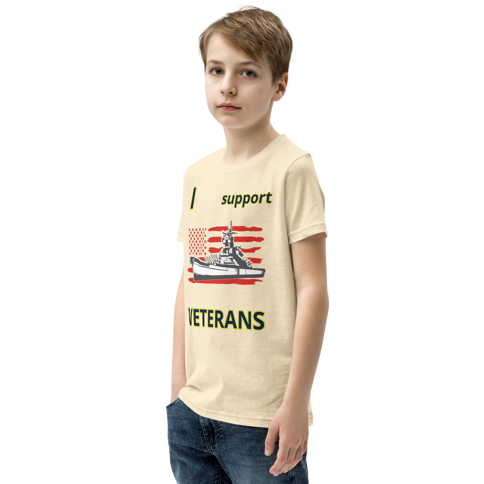 I SUPPORT VETERANS TOO SIKS Youth Short Sleeve T-Shirt - Image 55