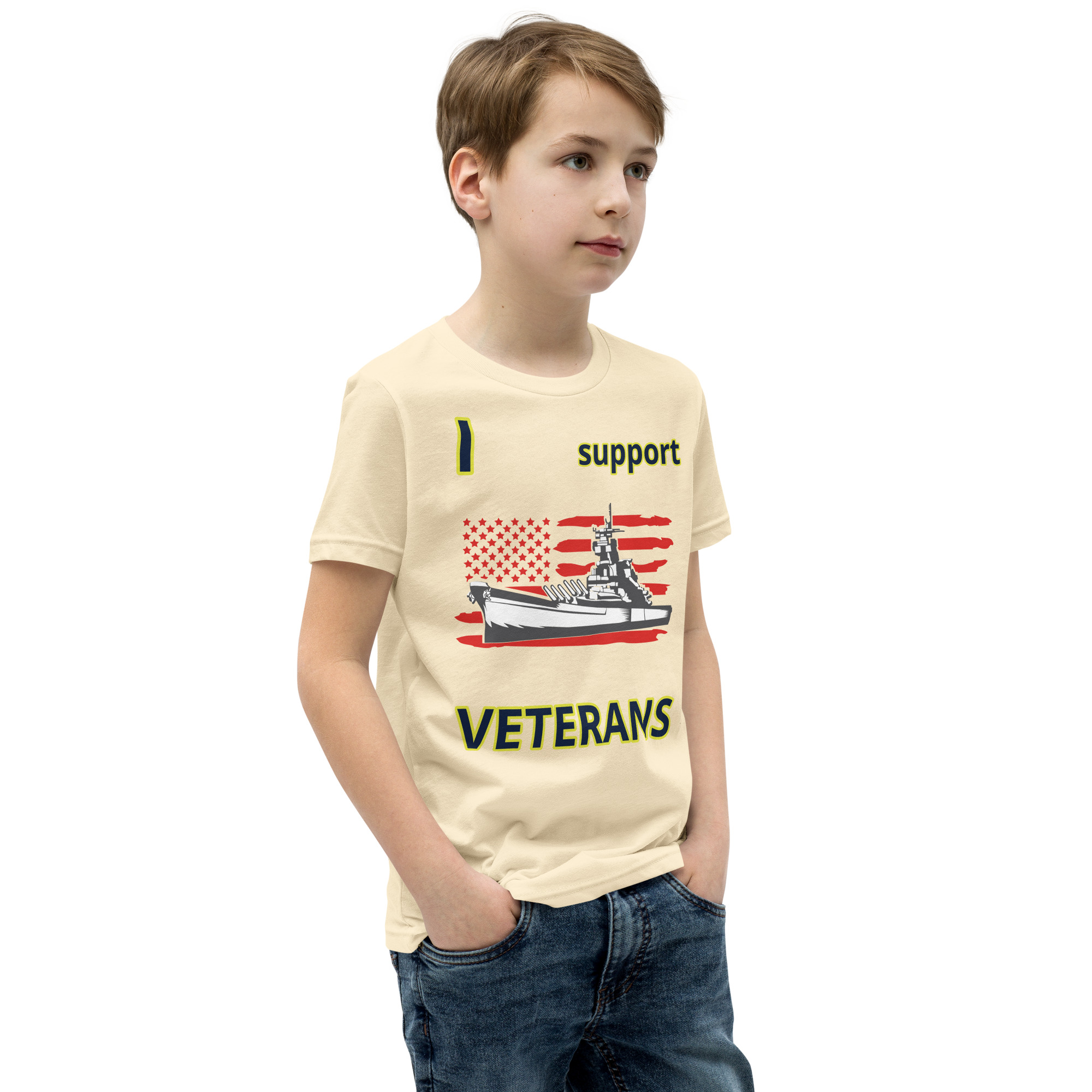 I SUPPORT VETERANS TOO SIKS Youth Short Sleeve T-Shirt - Image 54