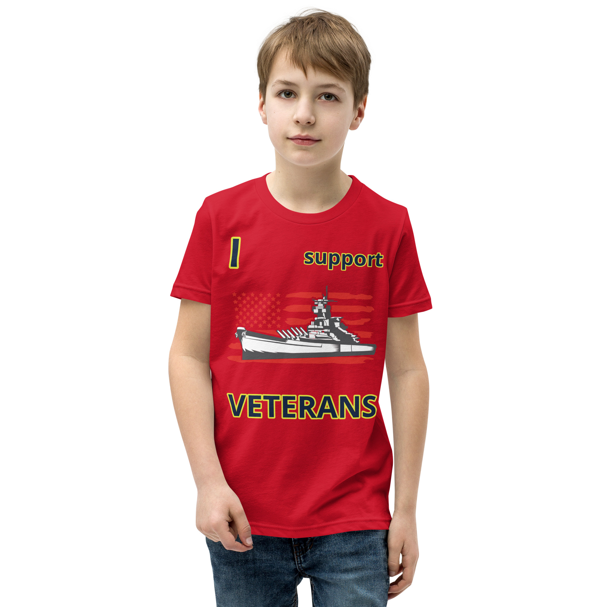 I SUPPORT VETERANS TOO SIKS Youth Short Sleeve T-Shirt - Image 17