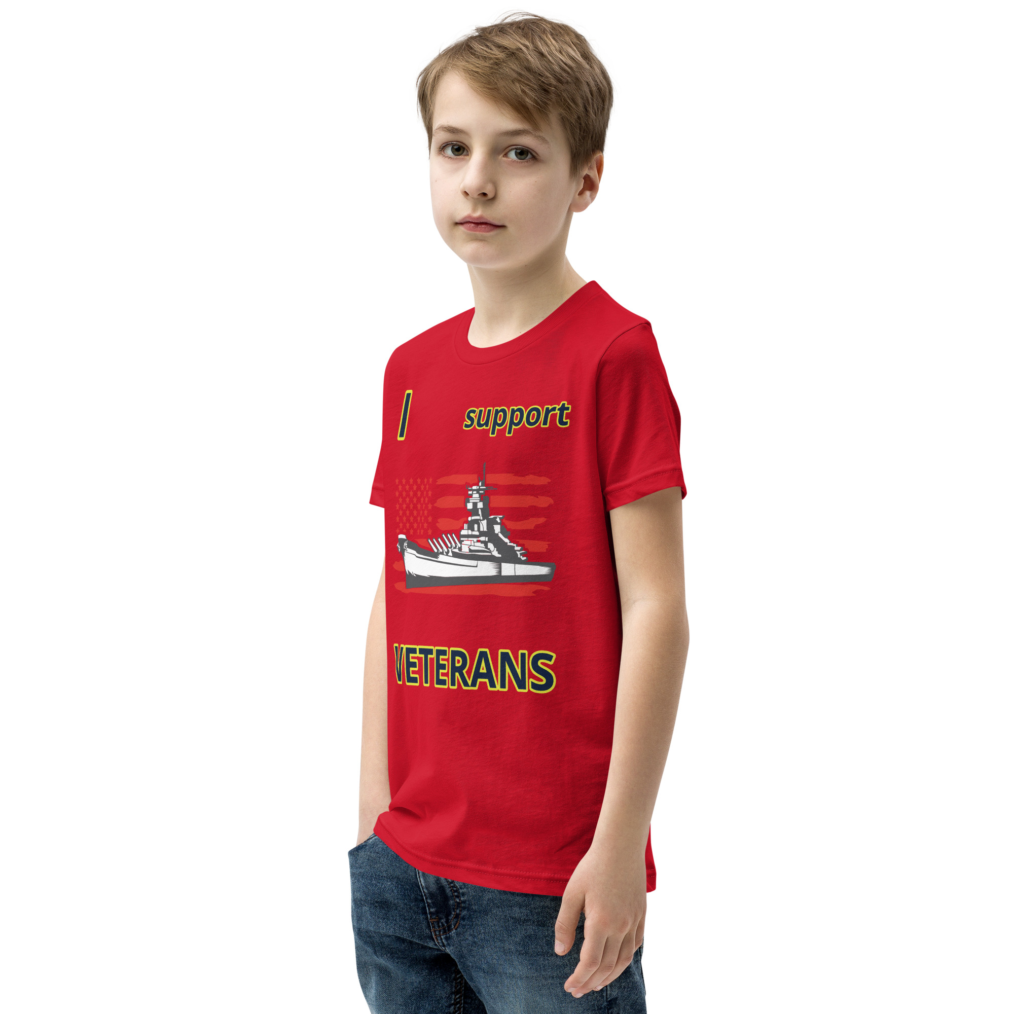 I SUPPORT VETERANS TOO SIKS Youth Short Sleeve T-Shirt - Image 19
