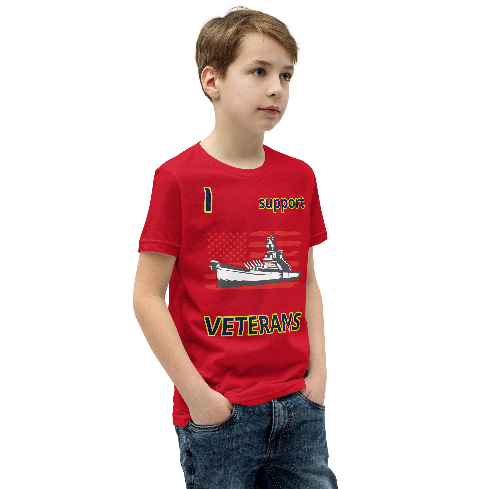 I SUPPORT VETERANS TOO SIKS Youth Short Sleeve T-Shirt - Image 18