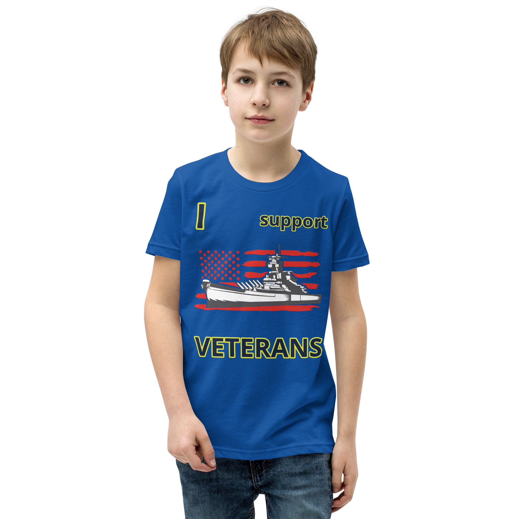 I SUPPORT VETERANS TOO SIKS Youth Short Sleeve T-Shirt - Image 25
