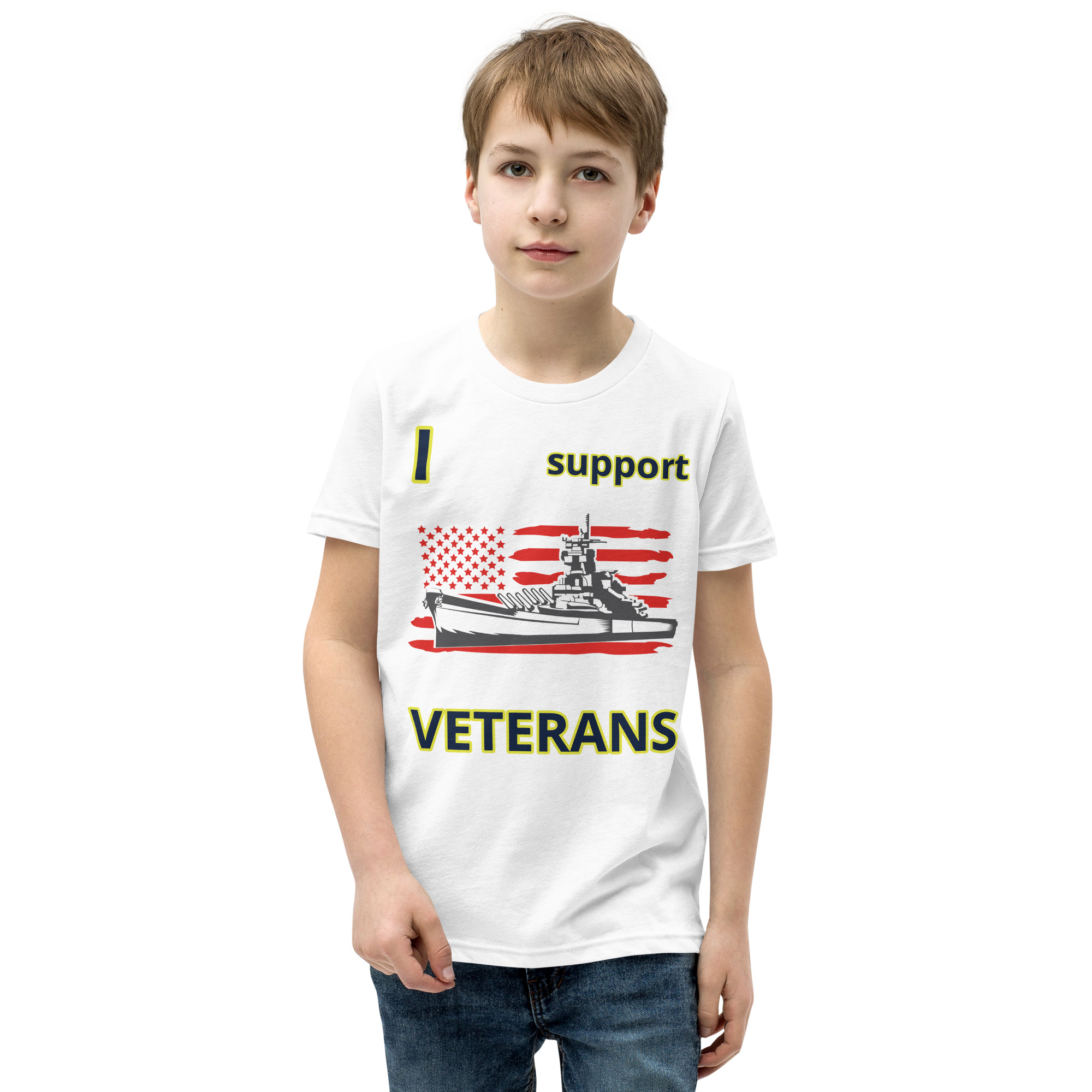 I SUPPORT VETERANS TOO SIKS Youth Short Sleeve T-Shirt - Image 57