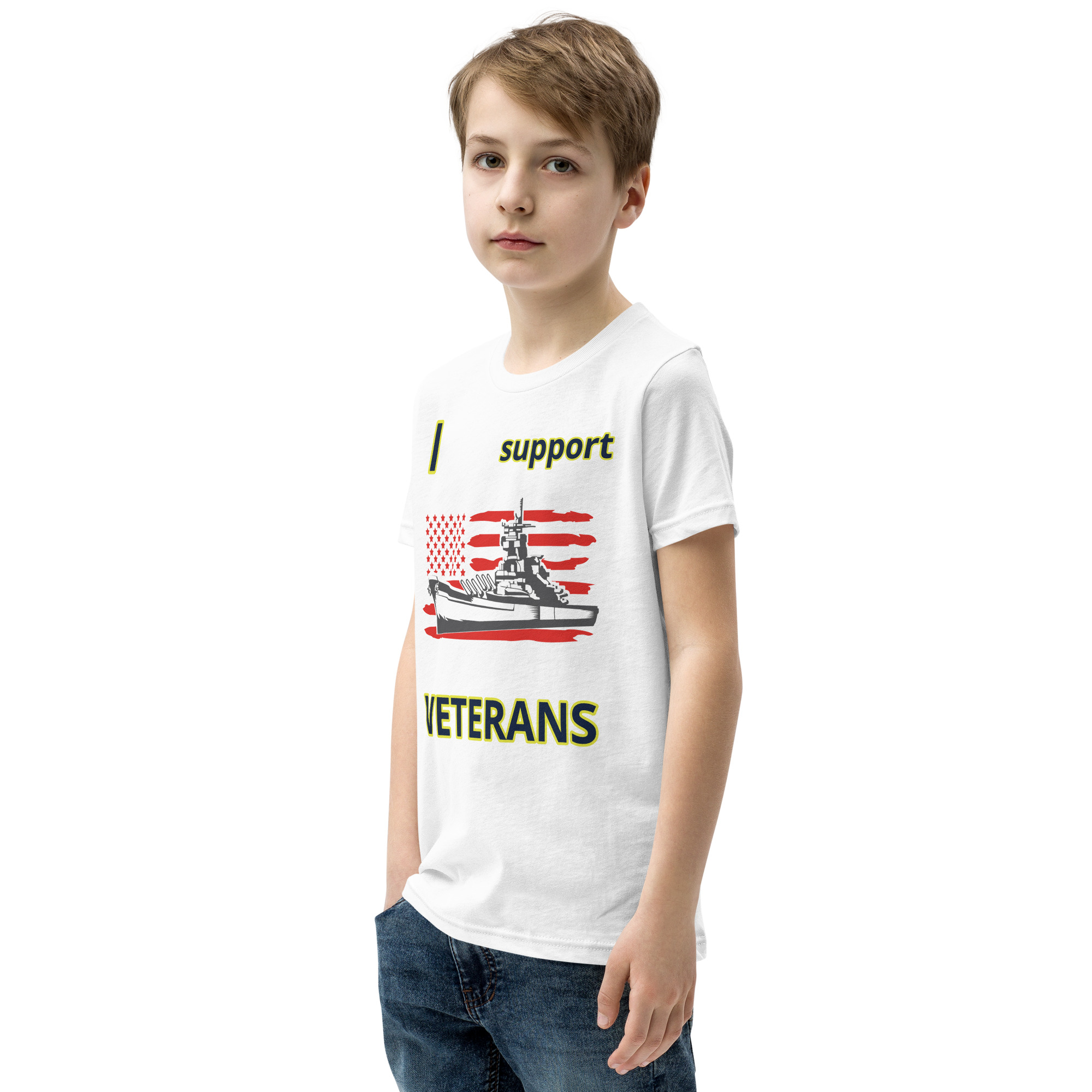 I SUPPORT VETERANS TOO SIKS Youth Short Sleeve T-Shirt - Image 59