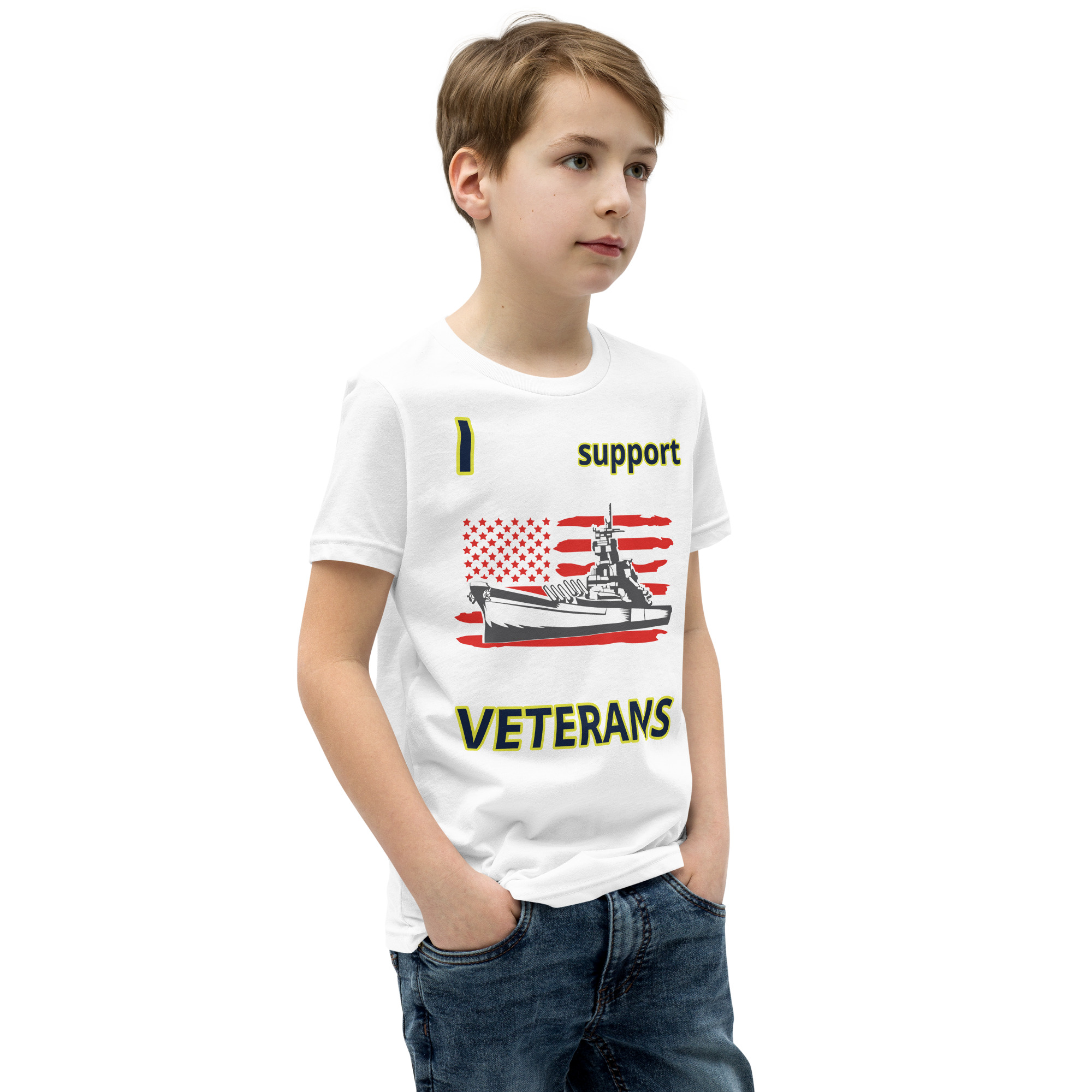 I SUPPORT VETERANS TOO SIKS Youth Short Sleeve T-Shirt - Image 58