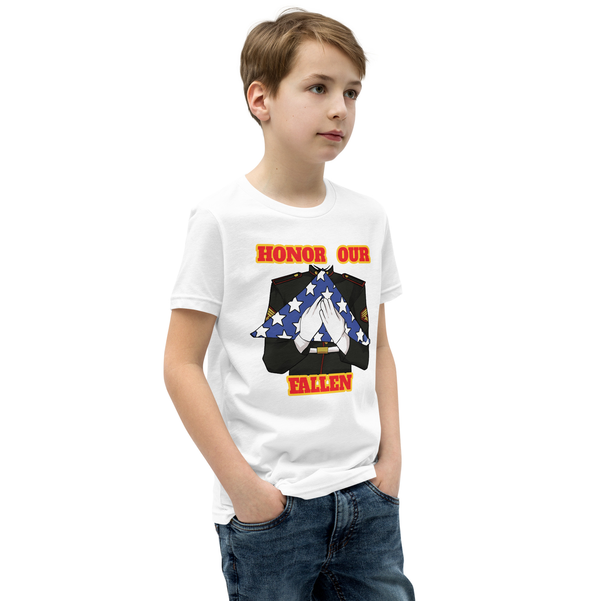 I SUPPORT VETERANS TOO SIKS Youth Short Sleeve T-Shirt - Image 58